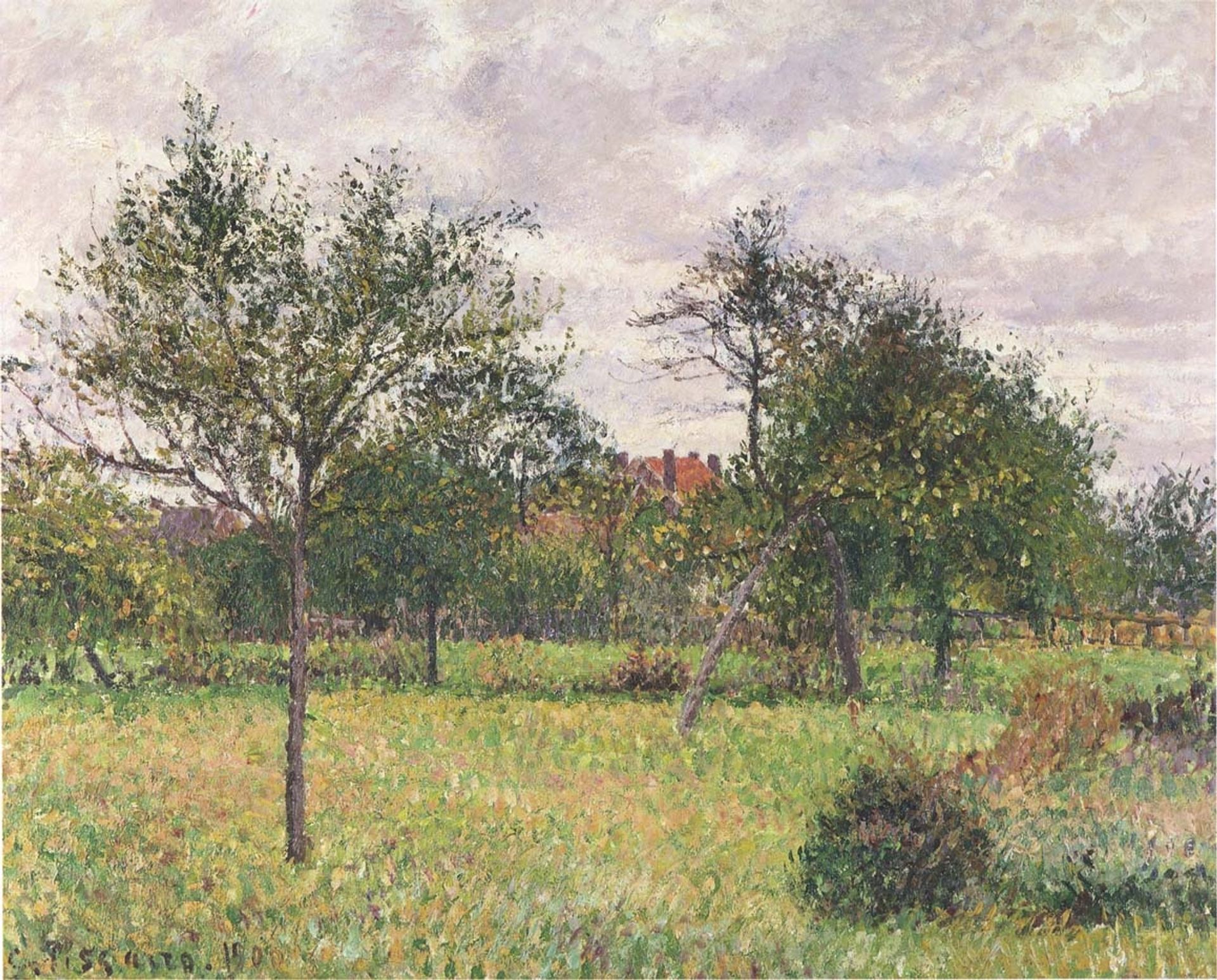 Afternoon in Eragny grey weather by Camille Pissarro