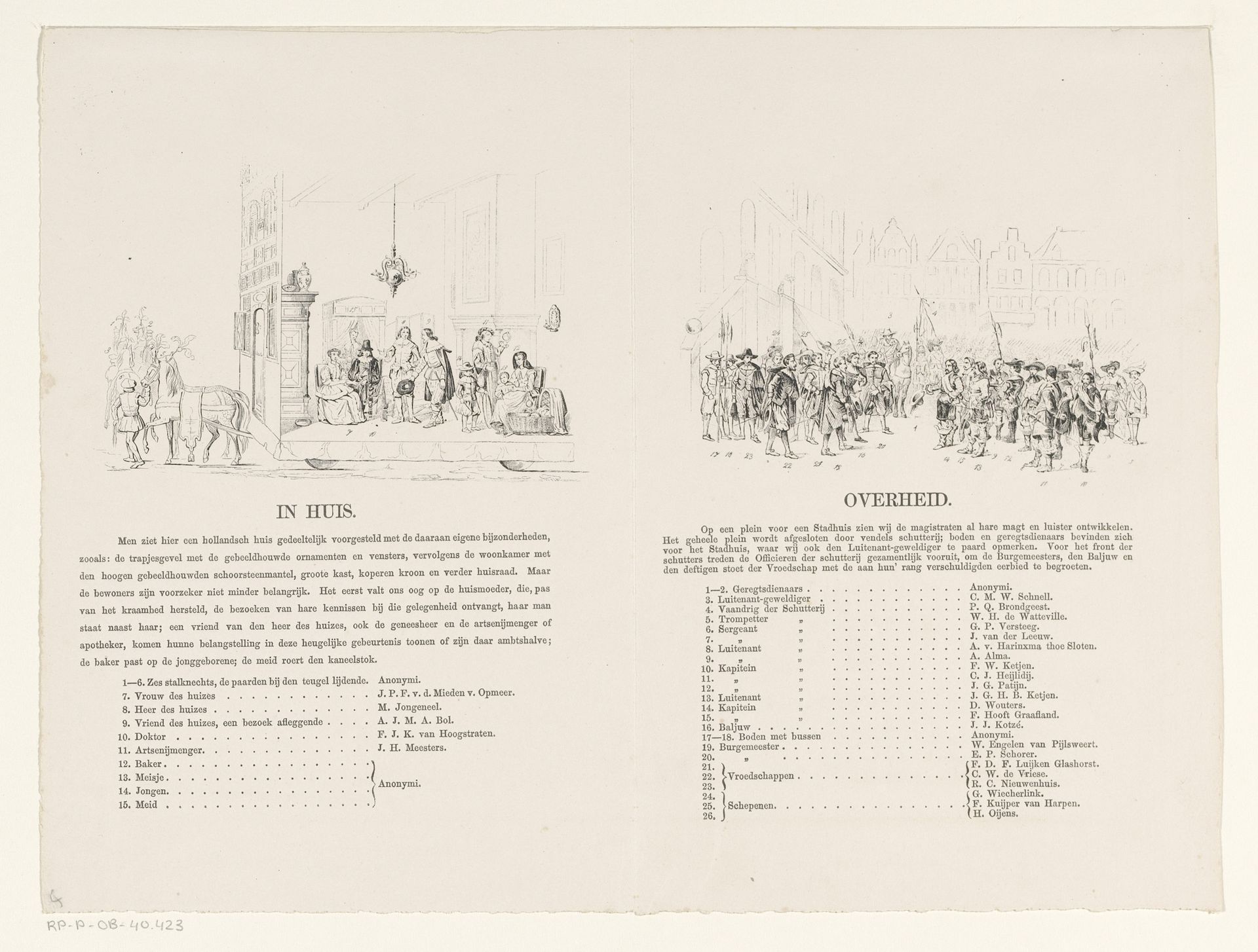 Verklaring en legenda bij tweede en derde prent van Utrechtse maskerade in 1856 by Willem Pieter Hoevenaar