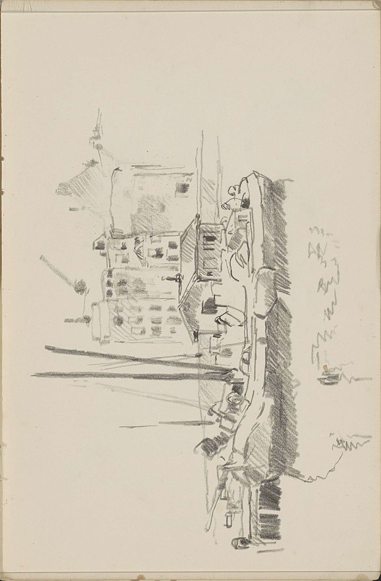 Aangemeerde boot bij de Prins Hendrikkade te Amsterdam by Cornelis Vreedenburgh