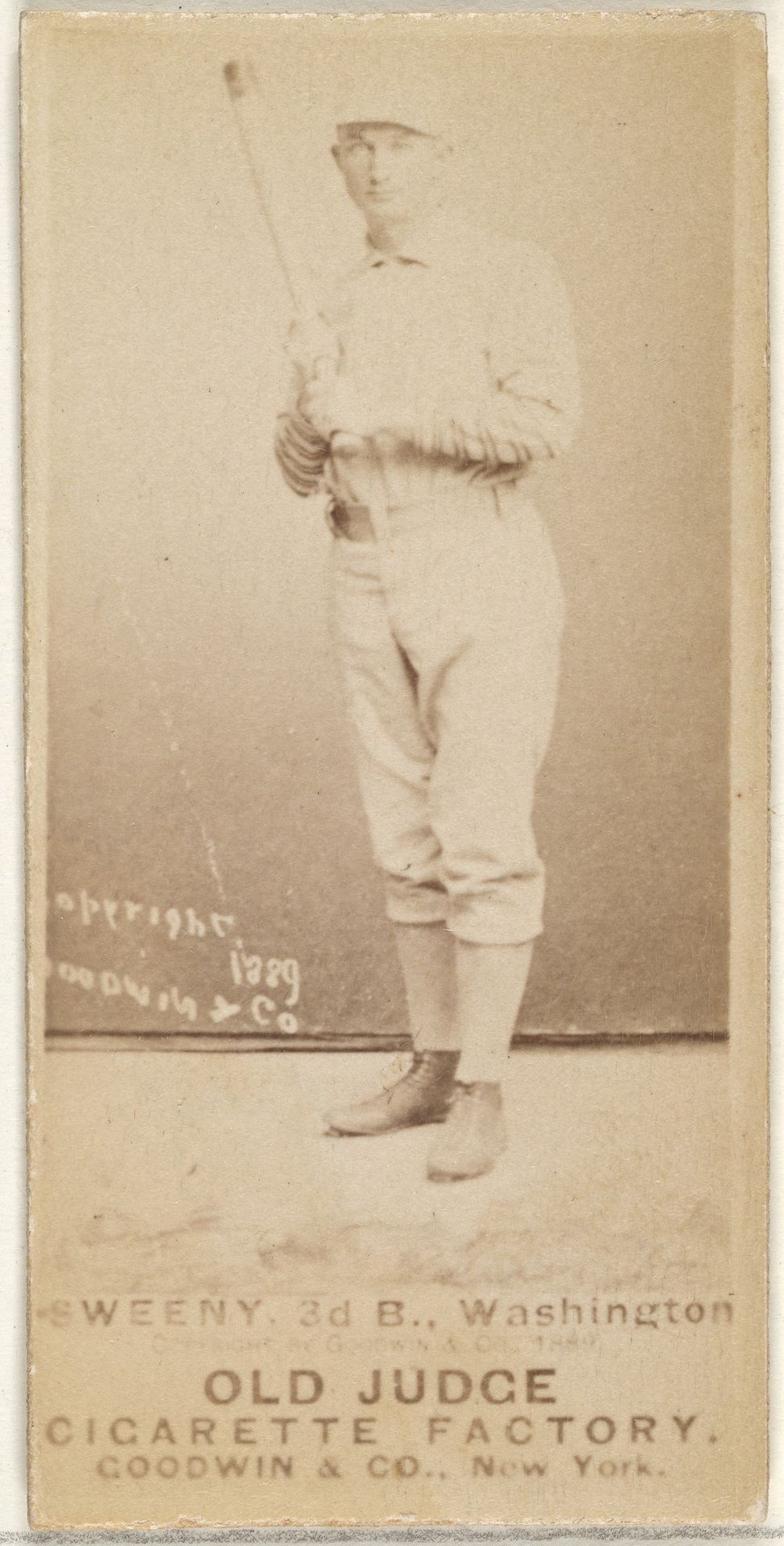 Peter Jay "Pete" Sweeny, 3rd Base, Washington Nationals, from the Old Judge series (N172) for Old Judge Cigarettes by Goodwin & Company