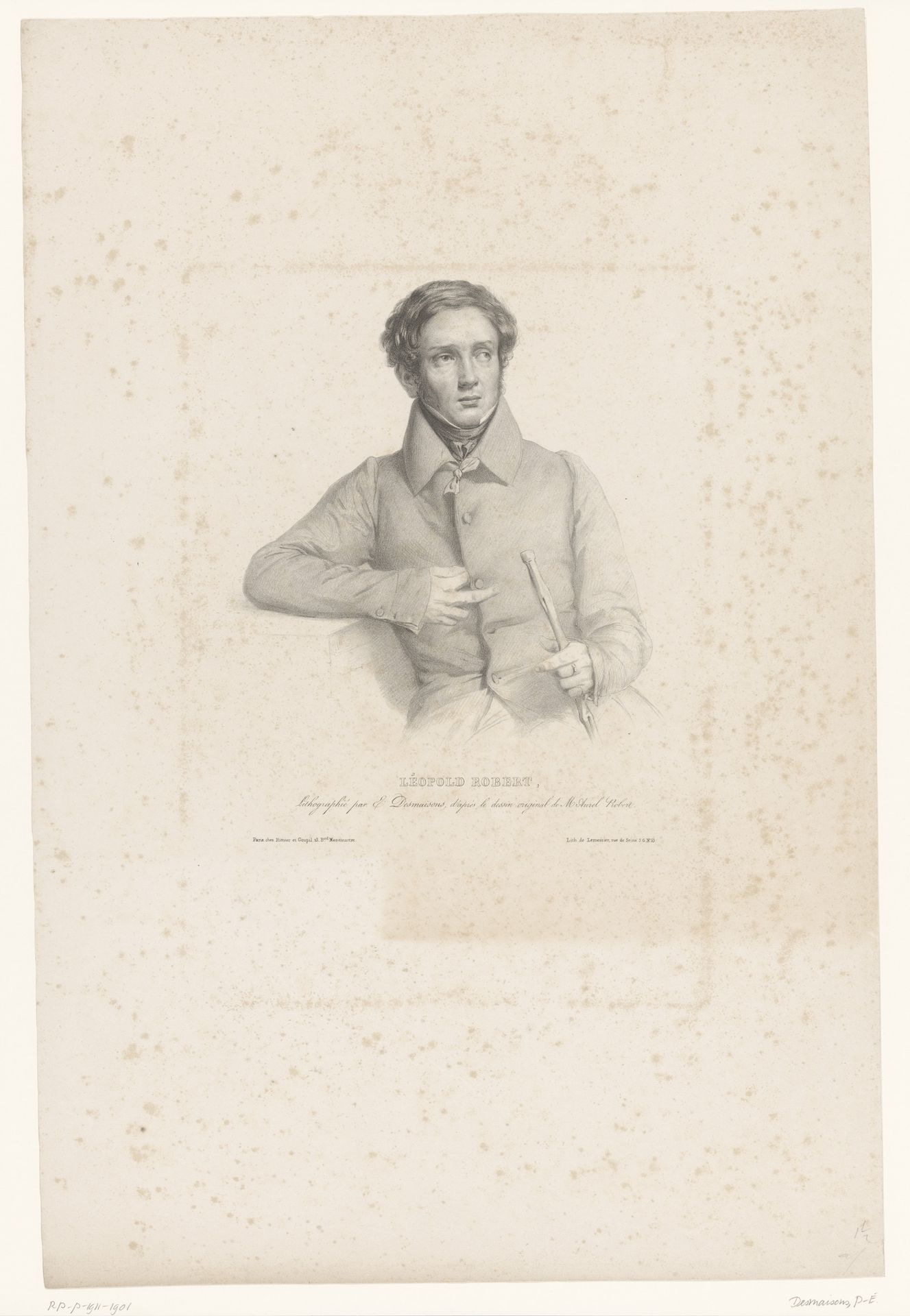 Portret van Louis Léopold Robert by Émilien Desmaisons