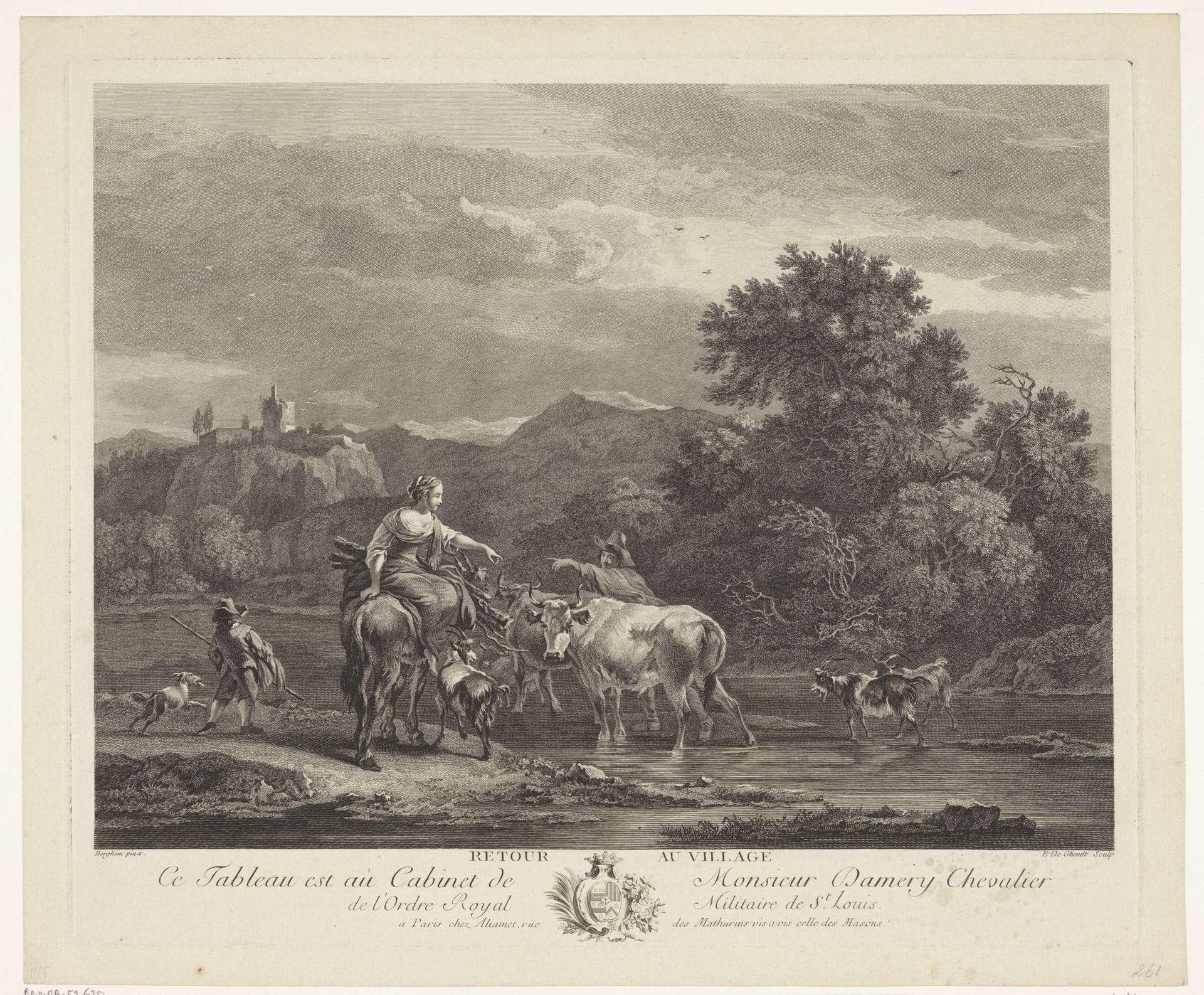 Herders keren terug naar het dorp by Emmanuel Jean de Ghendt