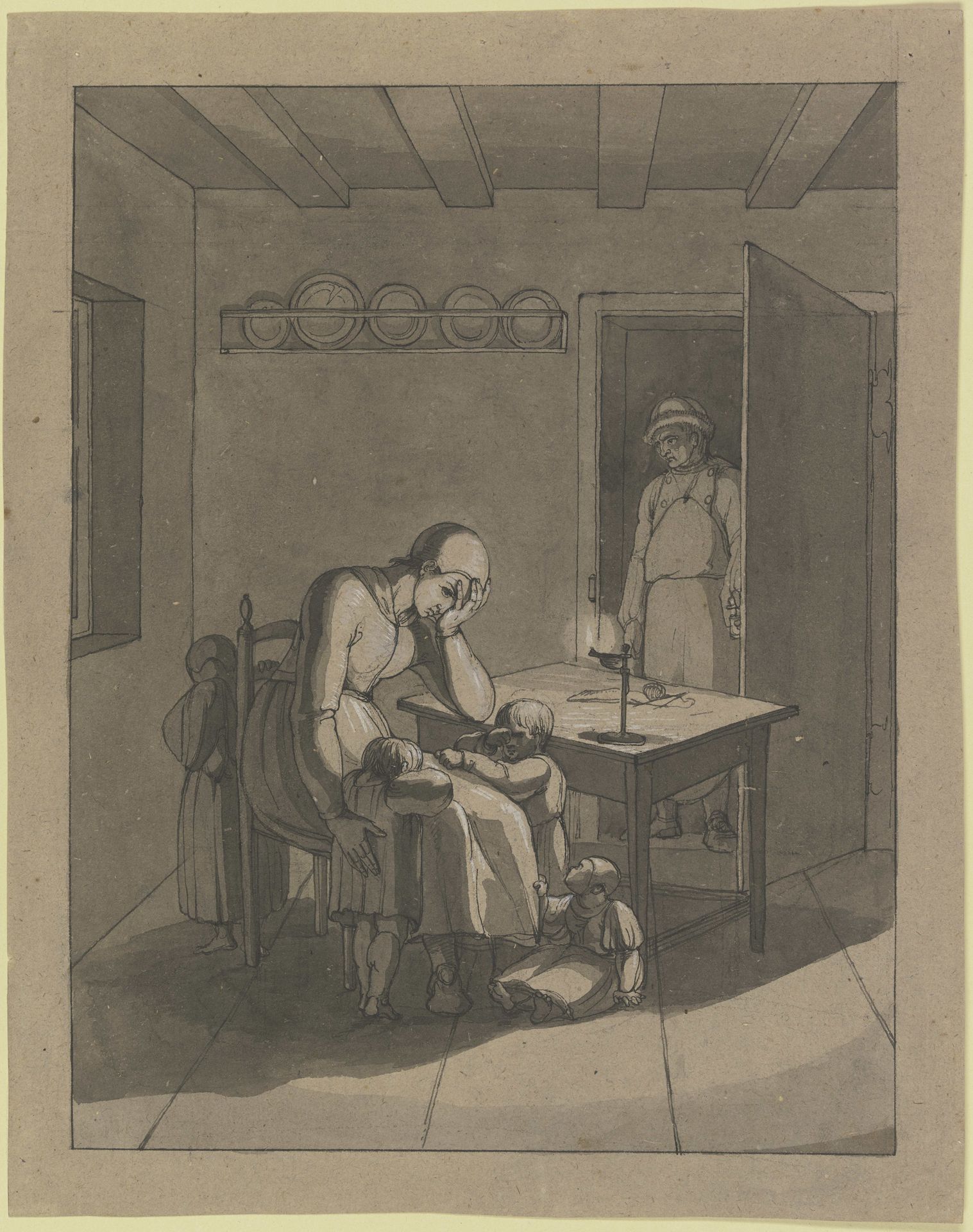 Häusliche Szene (Pestalozzis Lienhard und Gertrud) by Franz Pforr
