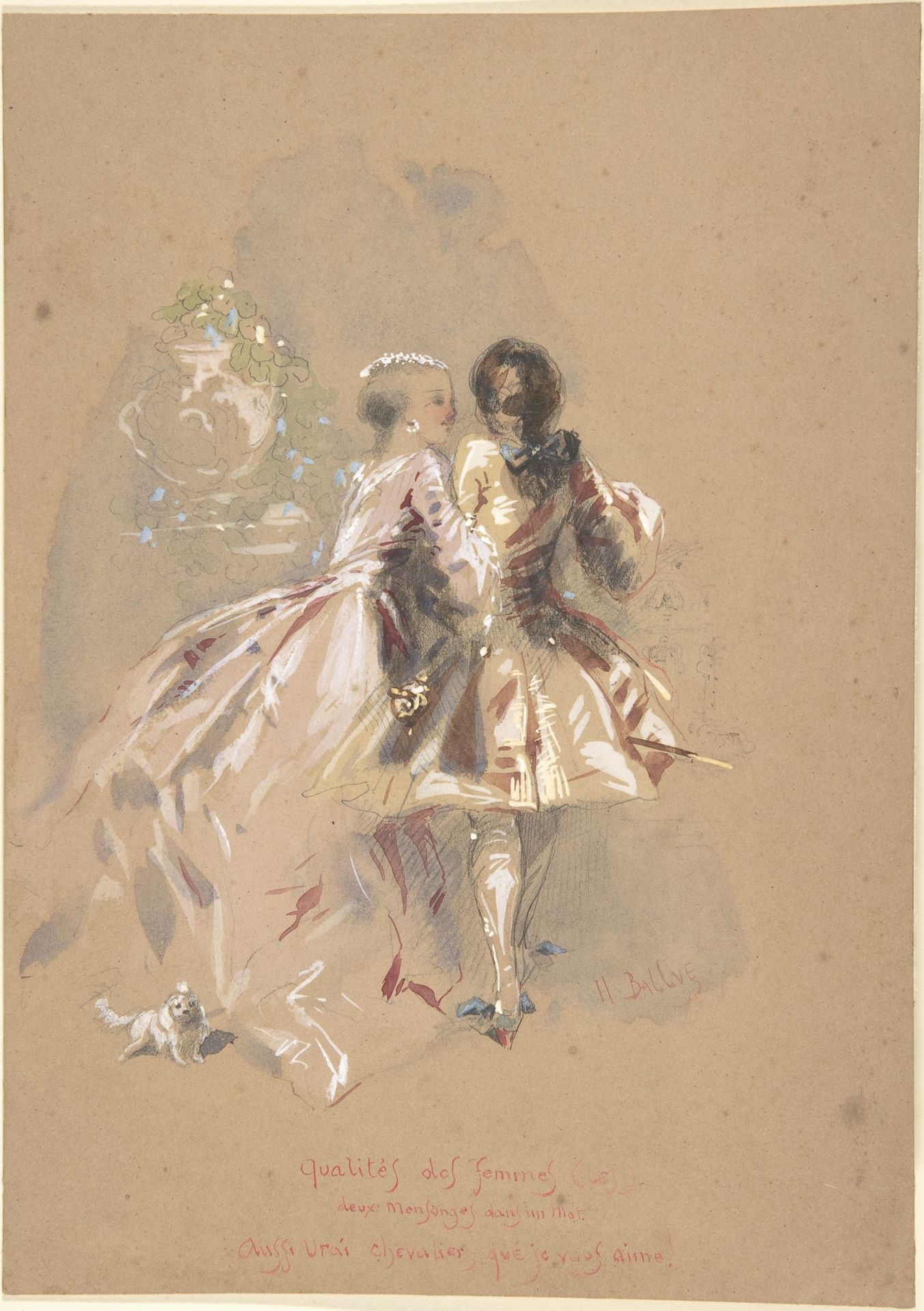 Young Couple Seen From Behind by Hippolyte-Omer Ballue