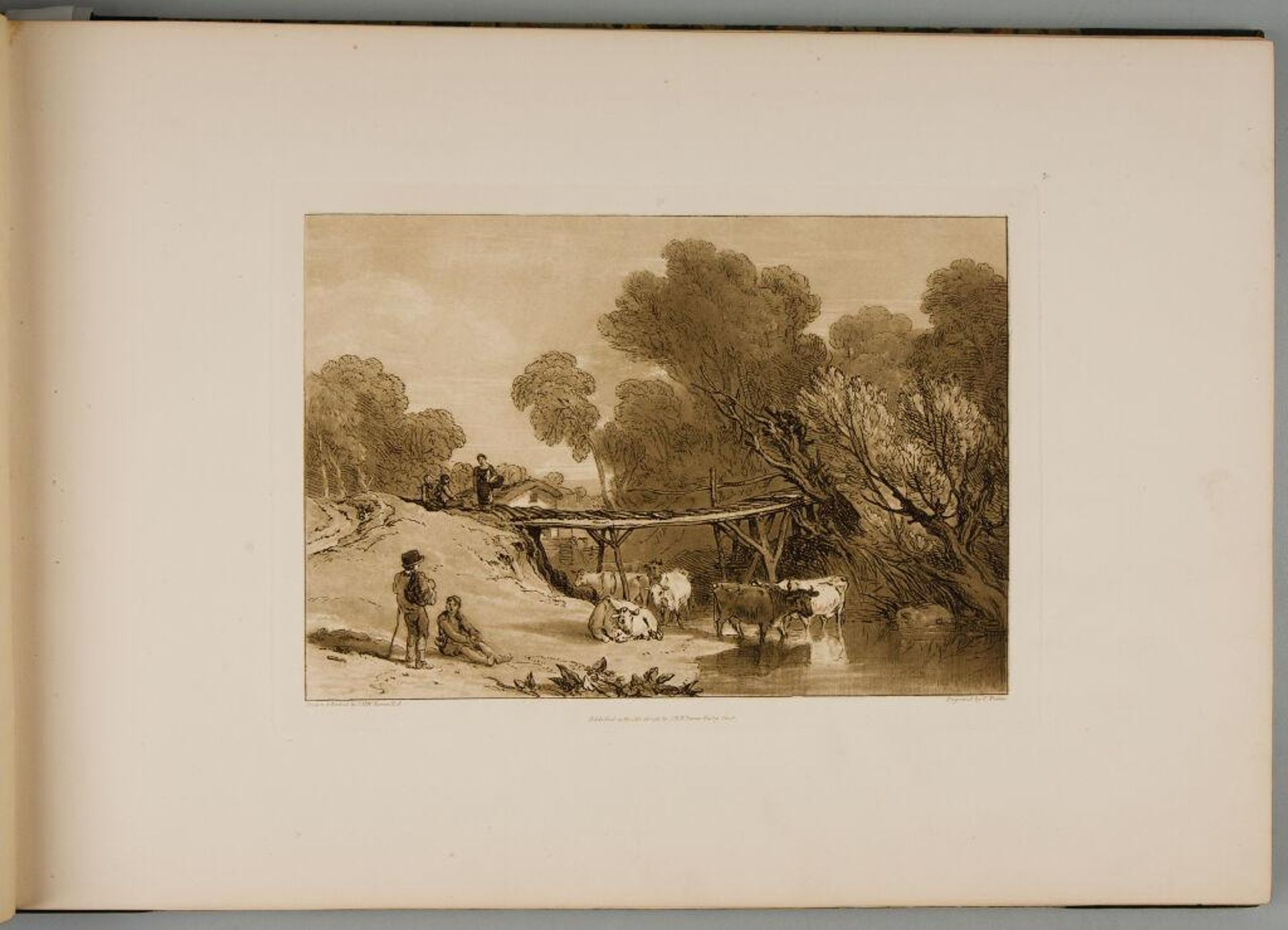 Bridge and Cows by Etching by Joseph Mallord William Turner