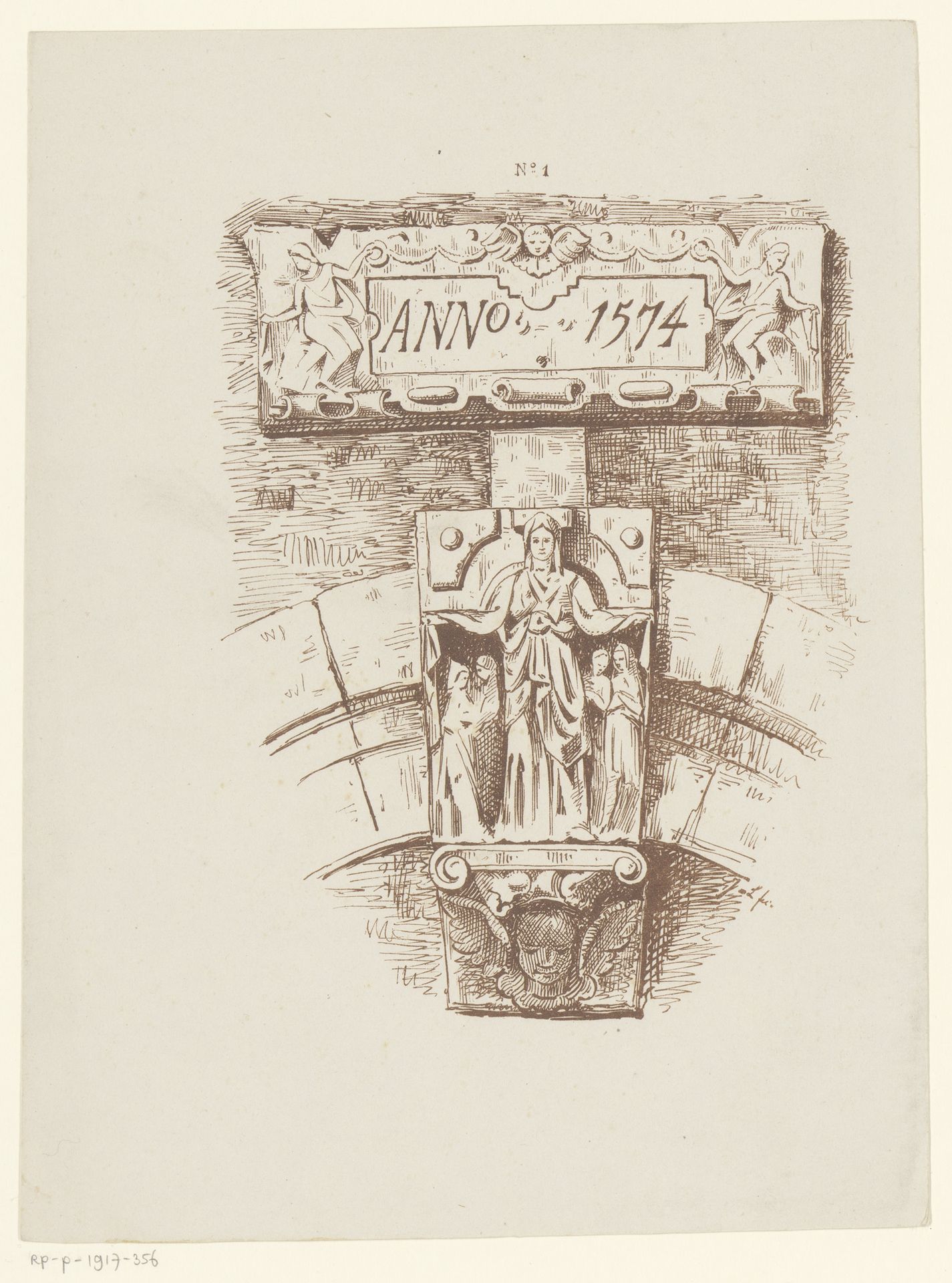 Sluitsteen met heilige Ursula Begijnhof in Amsterdam by Jac van Looij