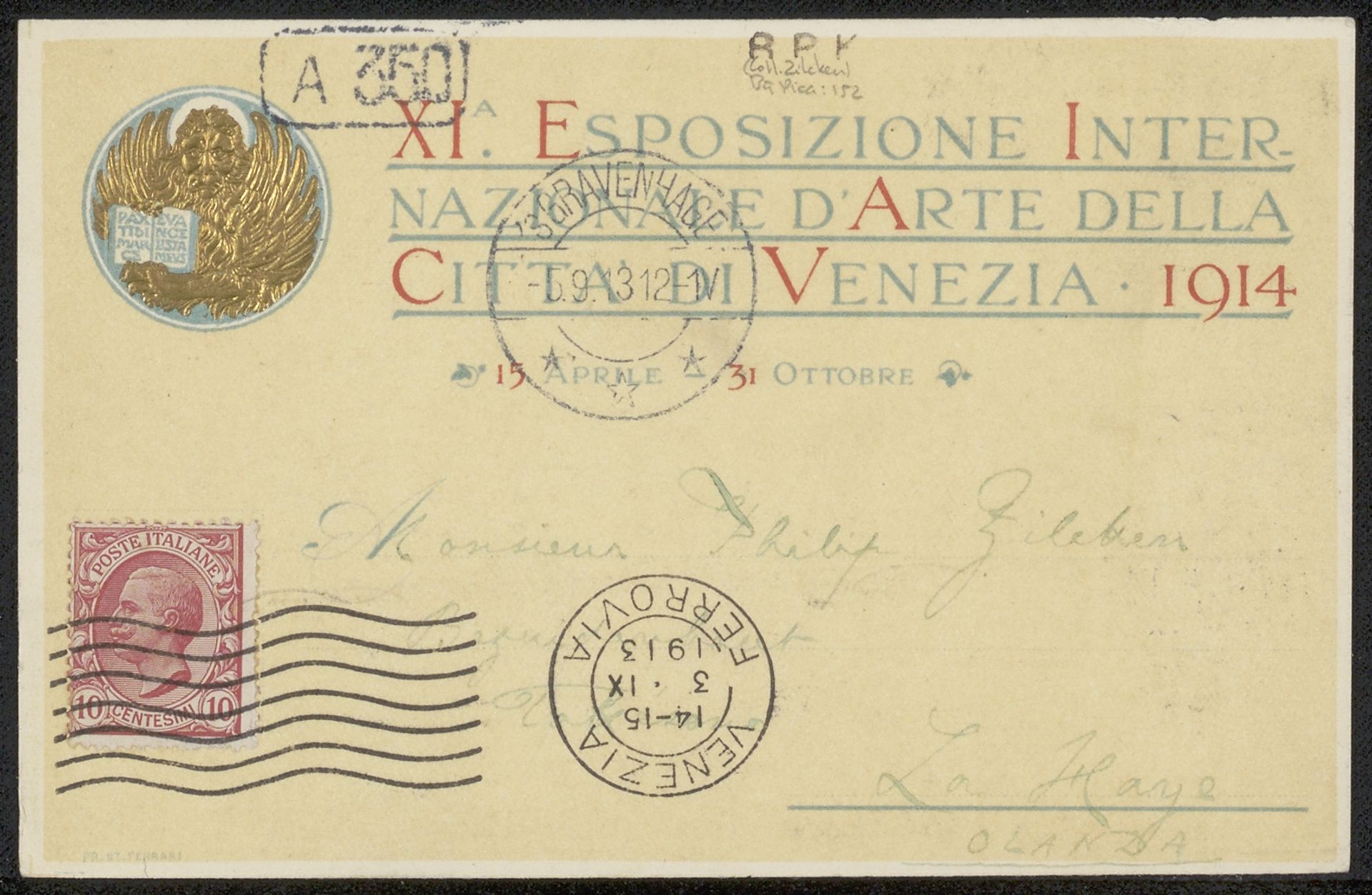 Briefkaart aan Philip Zilcken by Vittorio Pica