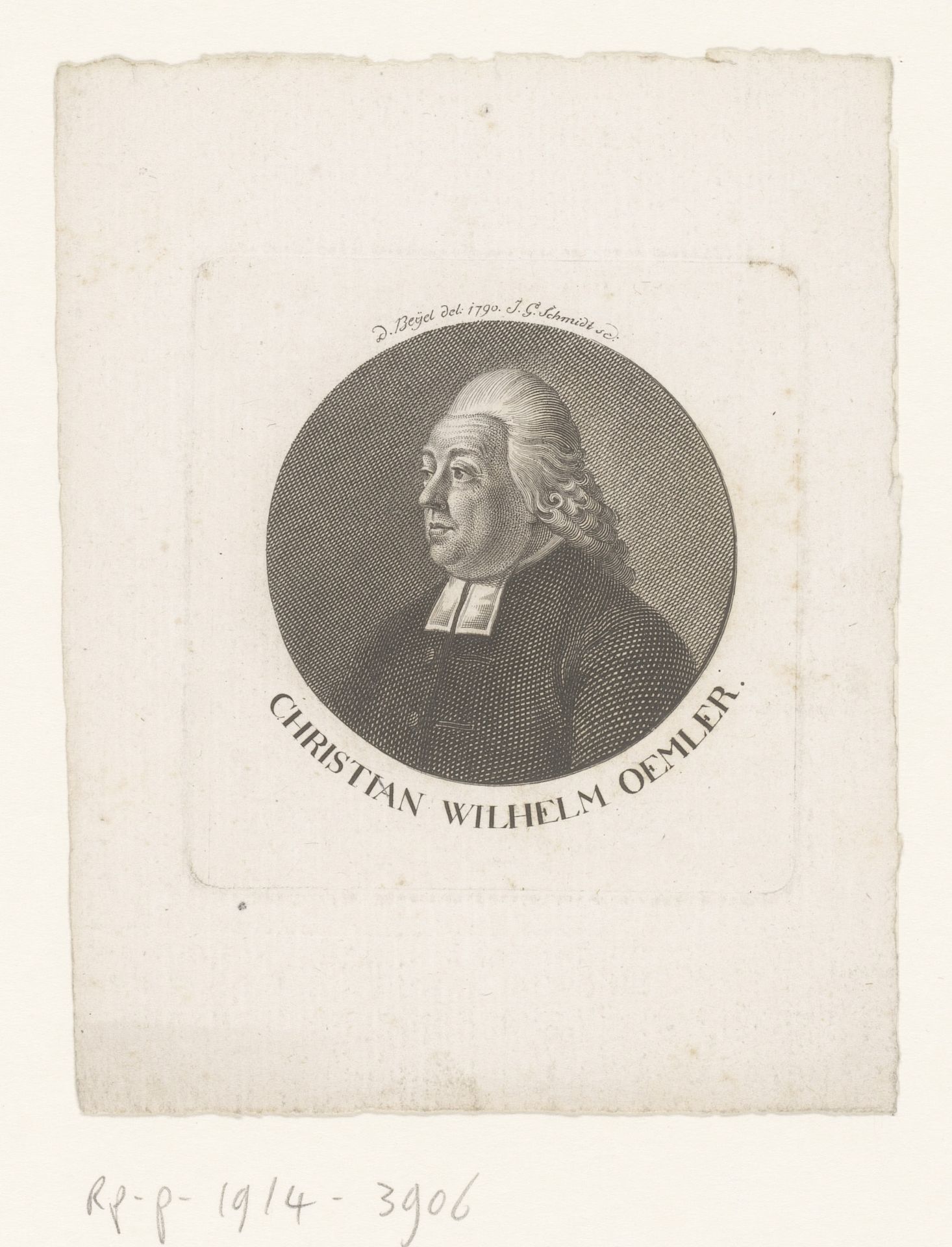 Portret van Christian Wilhelm Oemler by Johann Gottfried Schmidt