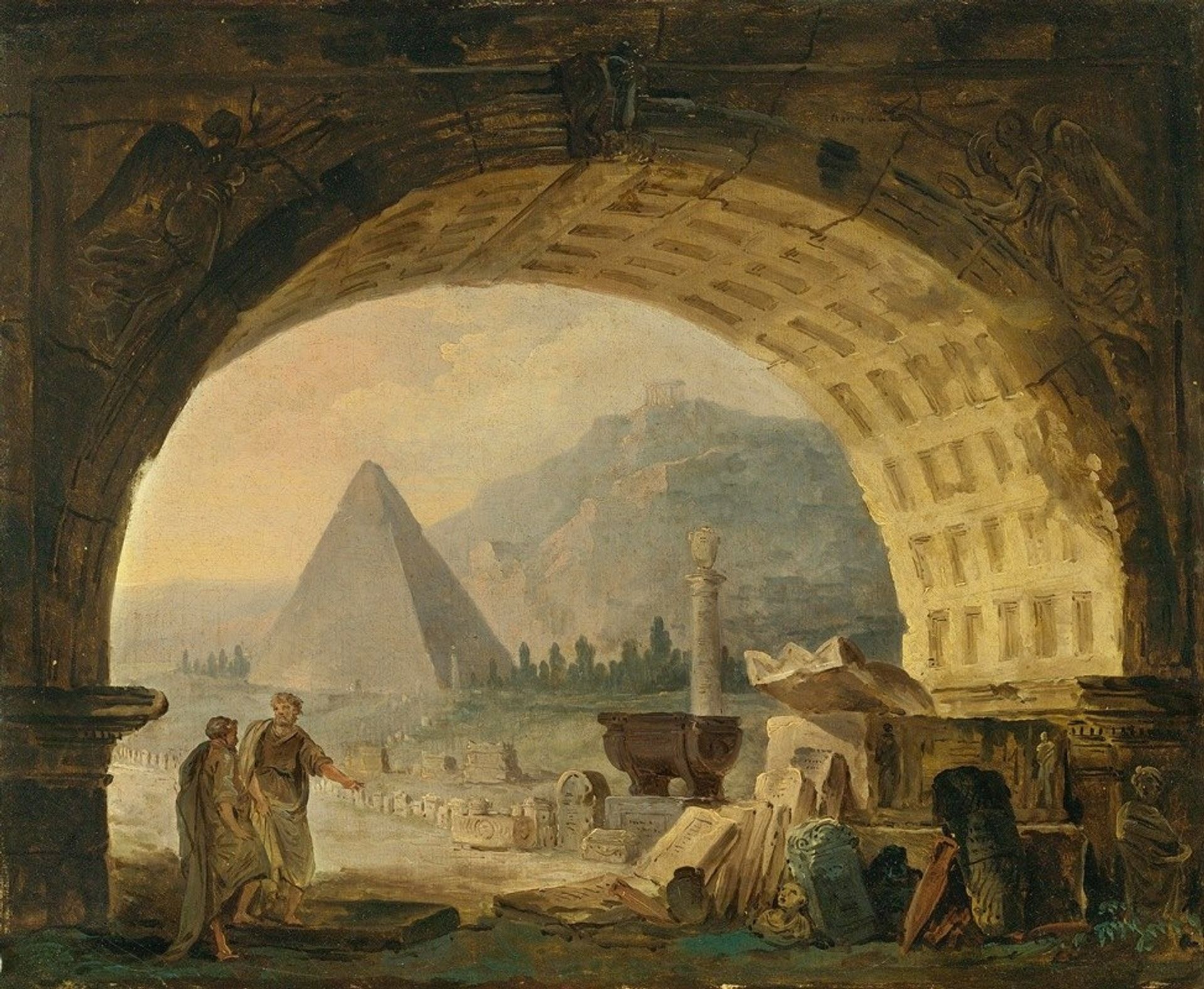 View Of Antiquities Under An Arch by Hubert Robert