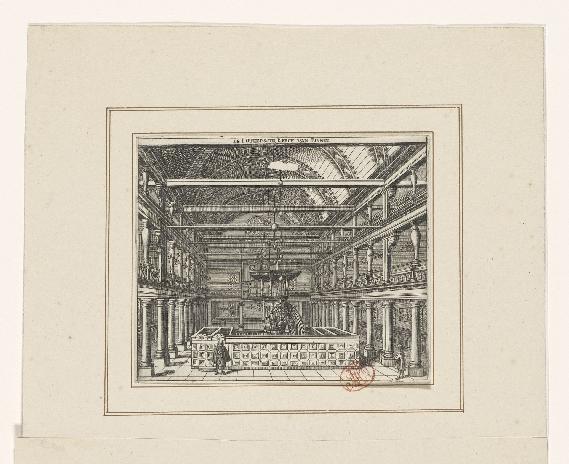 Interieur van de Oude Lutherse Kerk te Amsterdam by Jan Veenhuysen