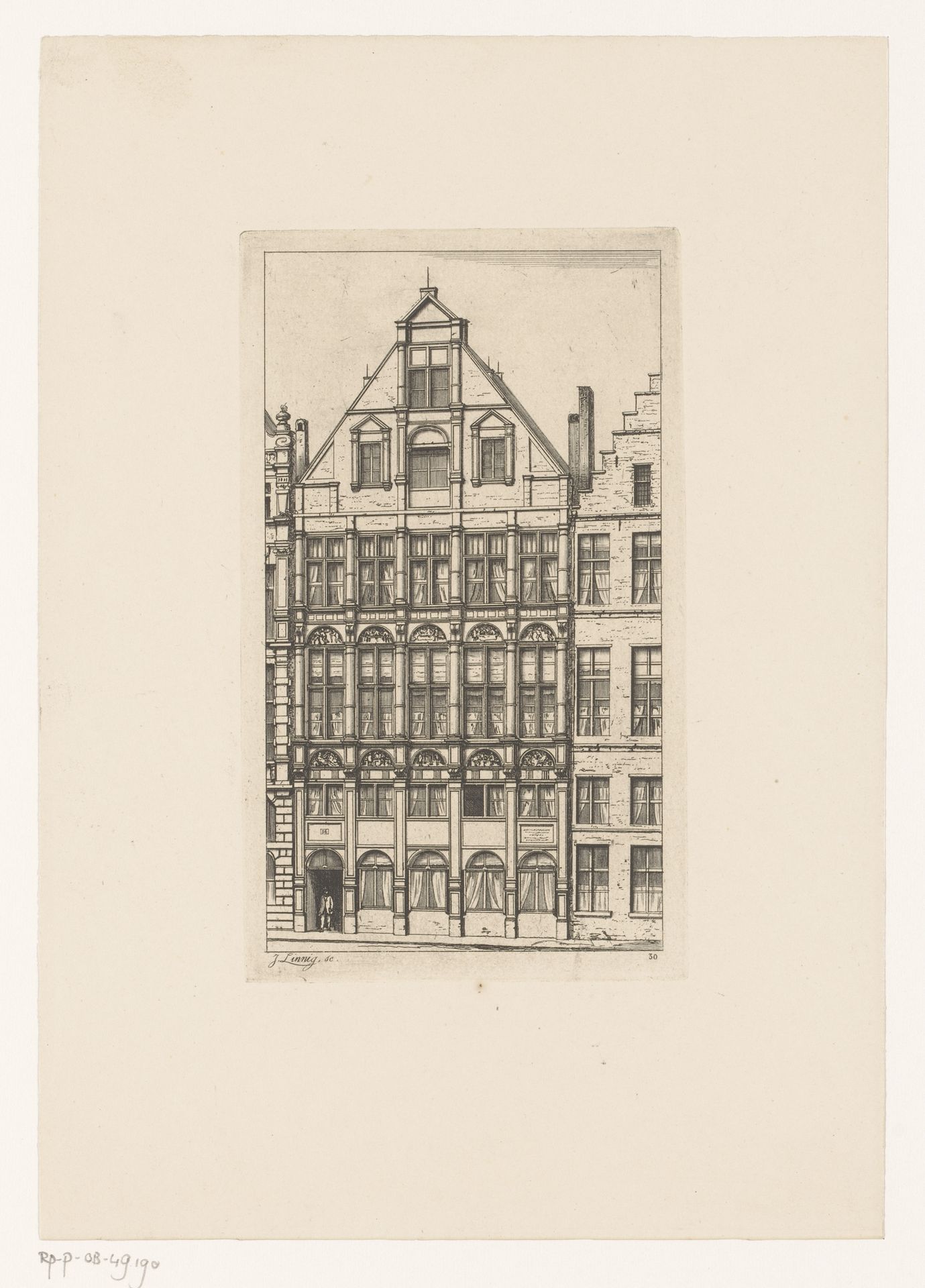 Huis van het lakengilde op de Grote Markt in Antwerpen by Jean Théodore Joseph Linnig