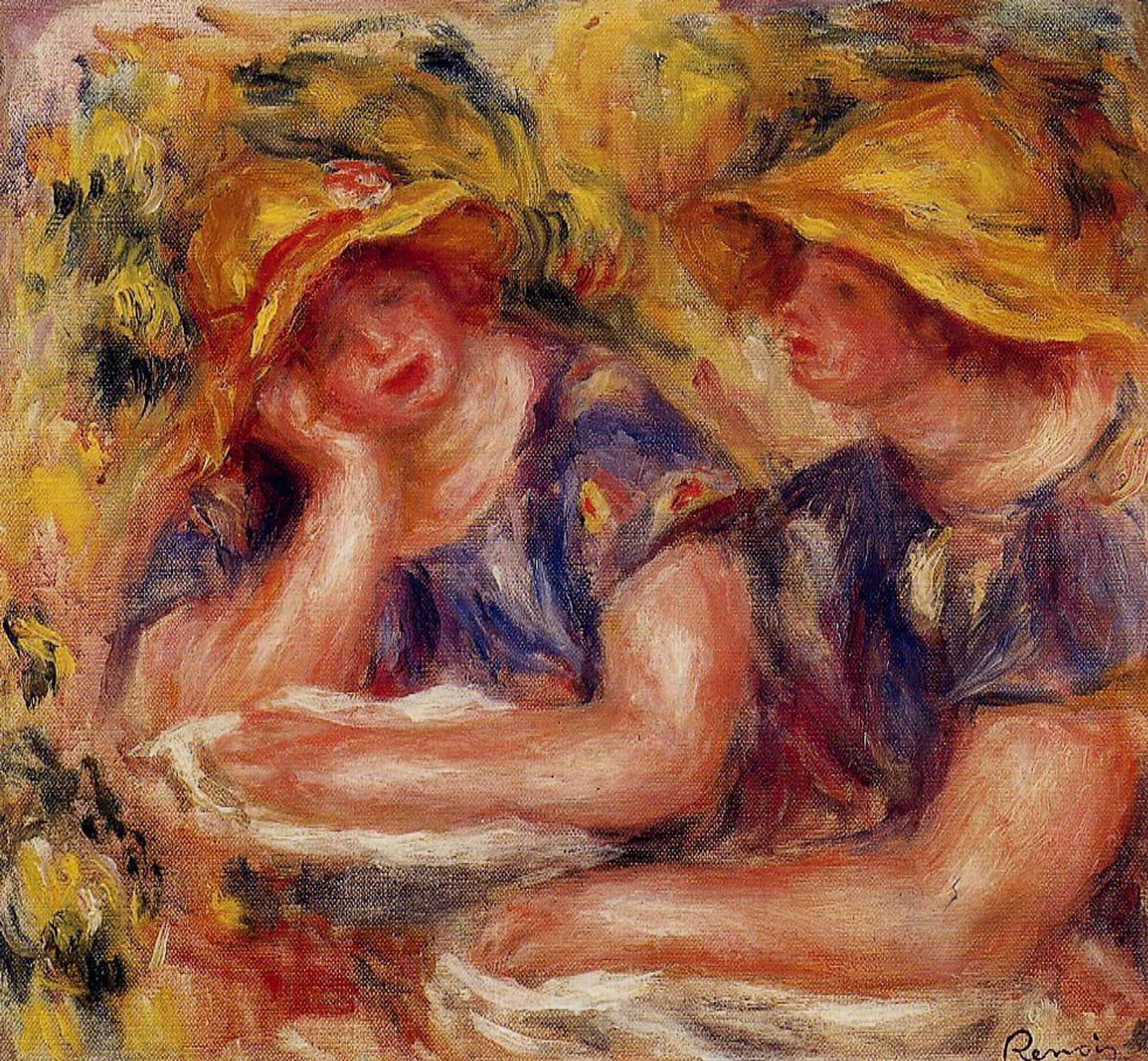 Two Women in Blue Blouses by Pierre-Auguste Renoir