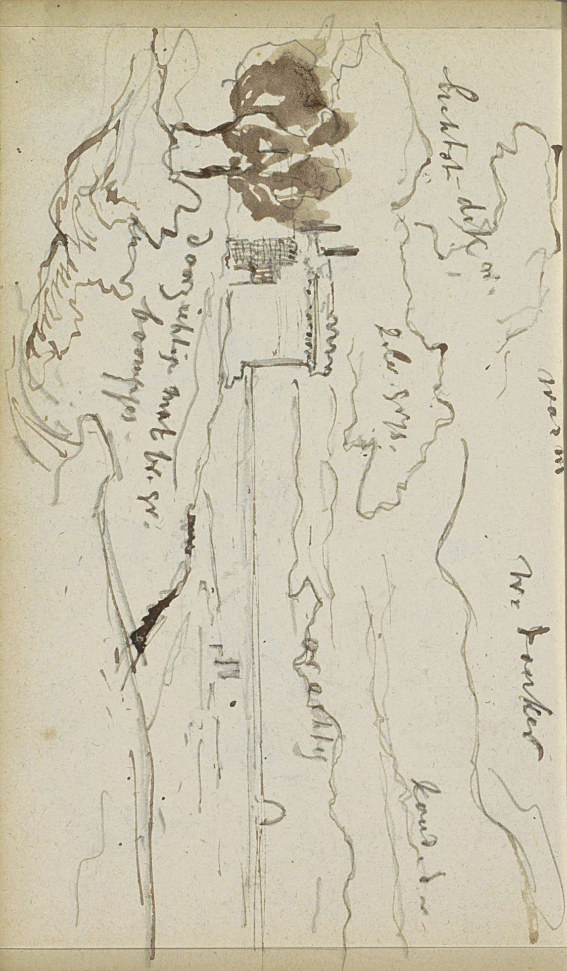 Heuvellandschap met gebouwen by Johannes Tavenraat