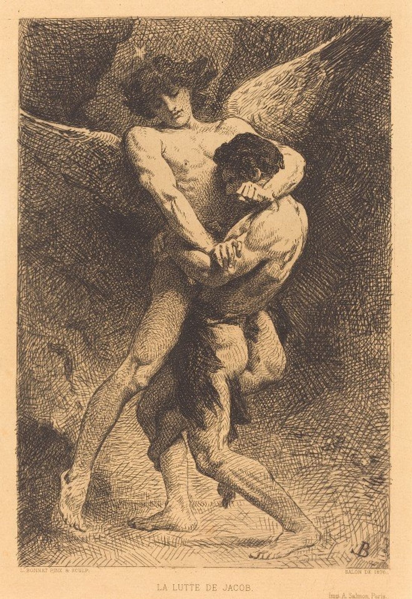La Lutte de Jacob by Léon Bonnat