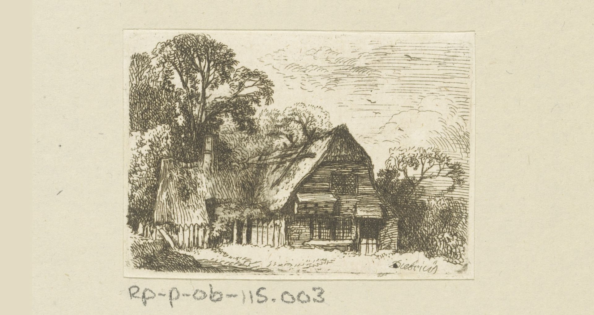 Landschap met boerderij by Christian Wilhelm Ernst Dietrich
