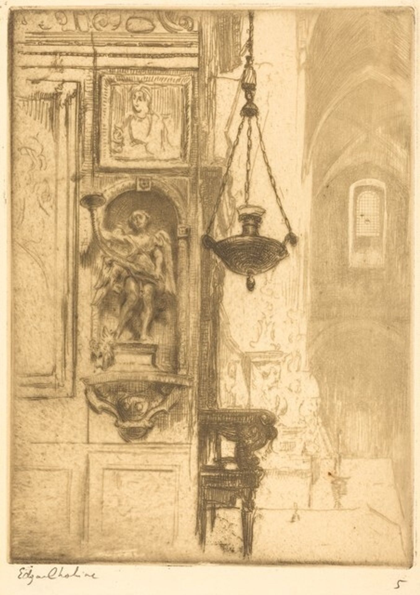 Church Interior by Edgar Chahine