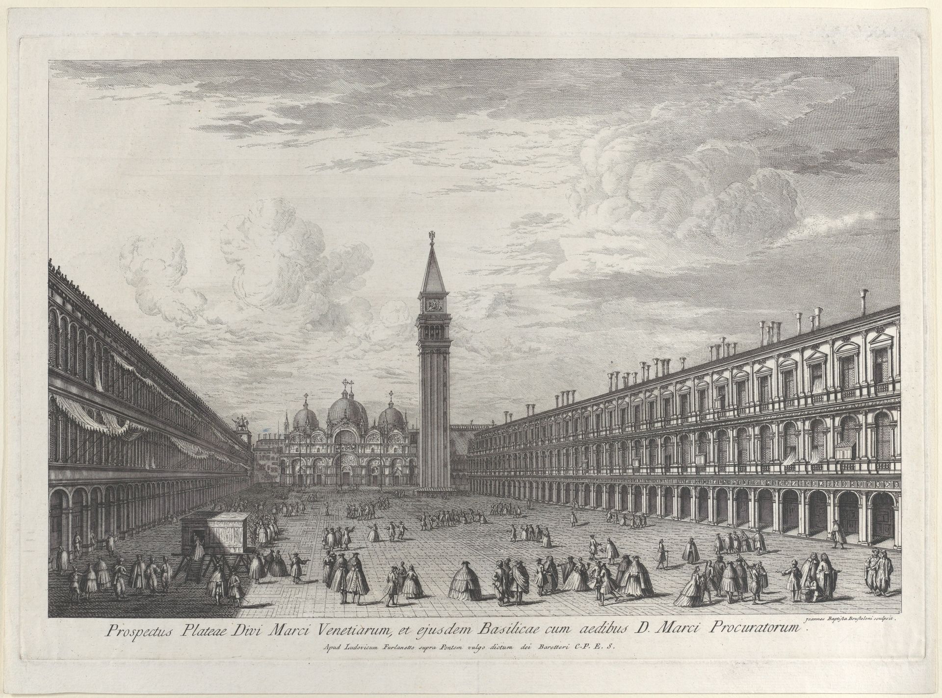 Piazza San Marco looking towards the Basilica and Campanile by Giovanni Battista Brustolon