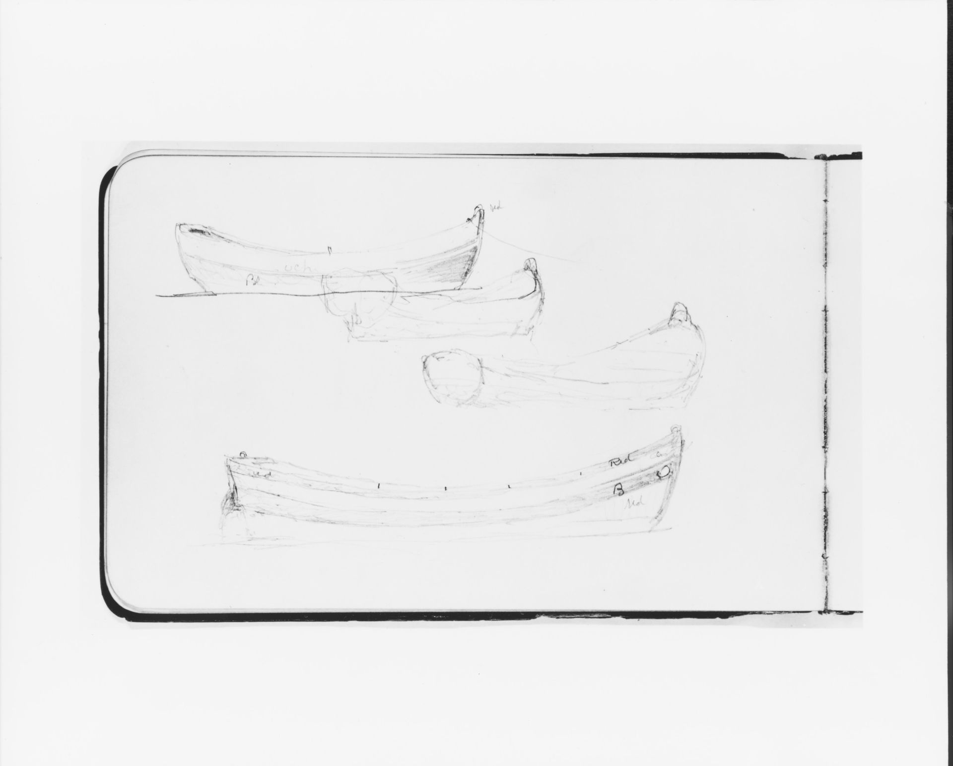 Four Rowboat Sketches (from Sketchbook) by Albert Bierstadt