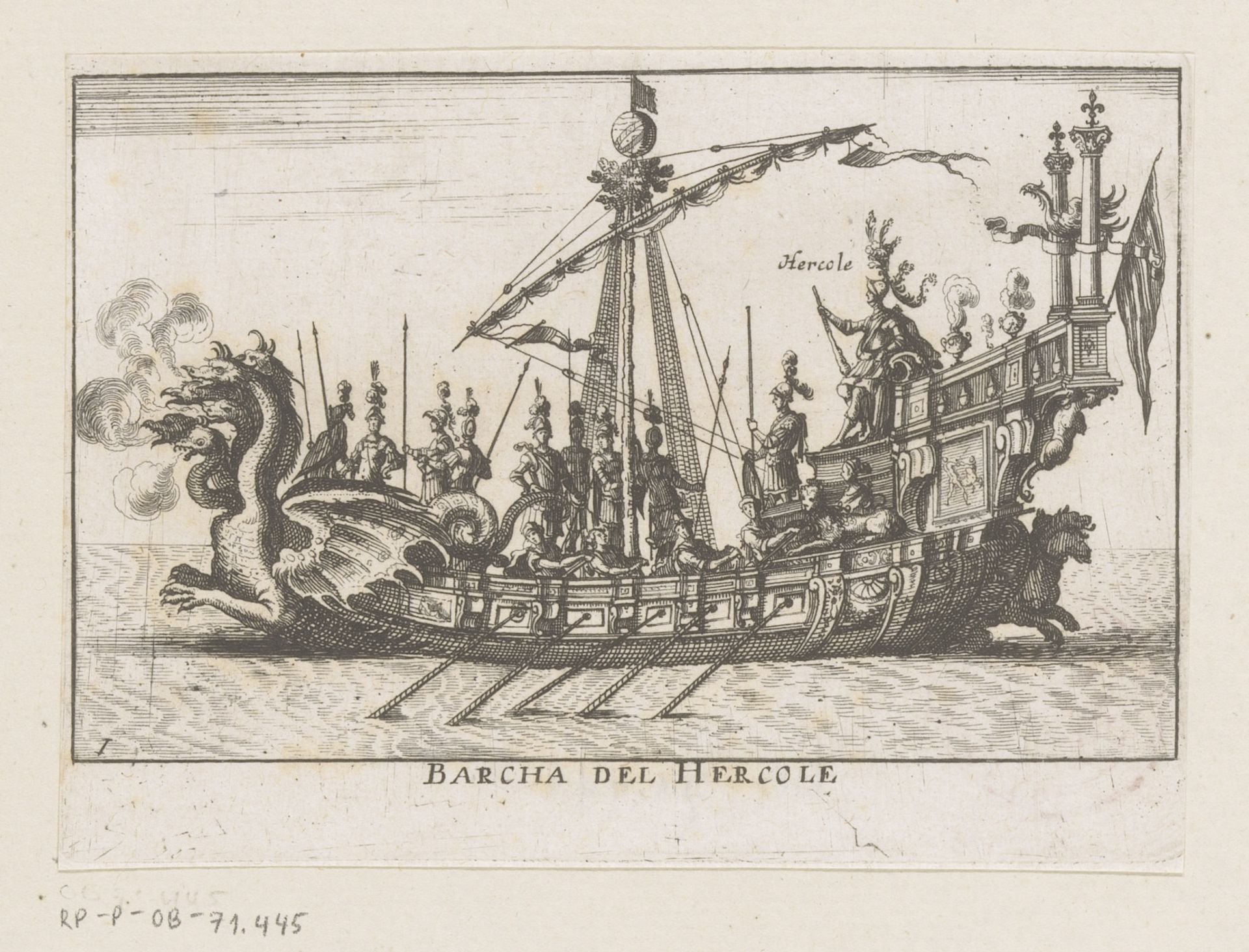 Schip met Hercules op het achtersteven by Anonymous