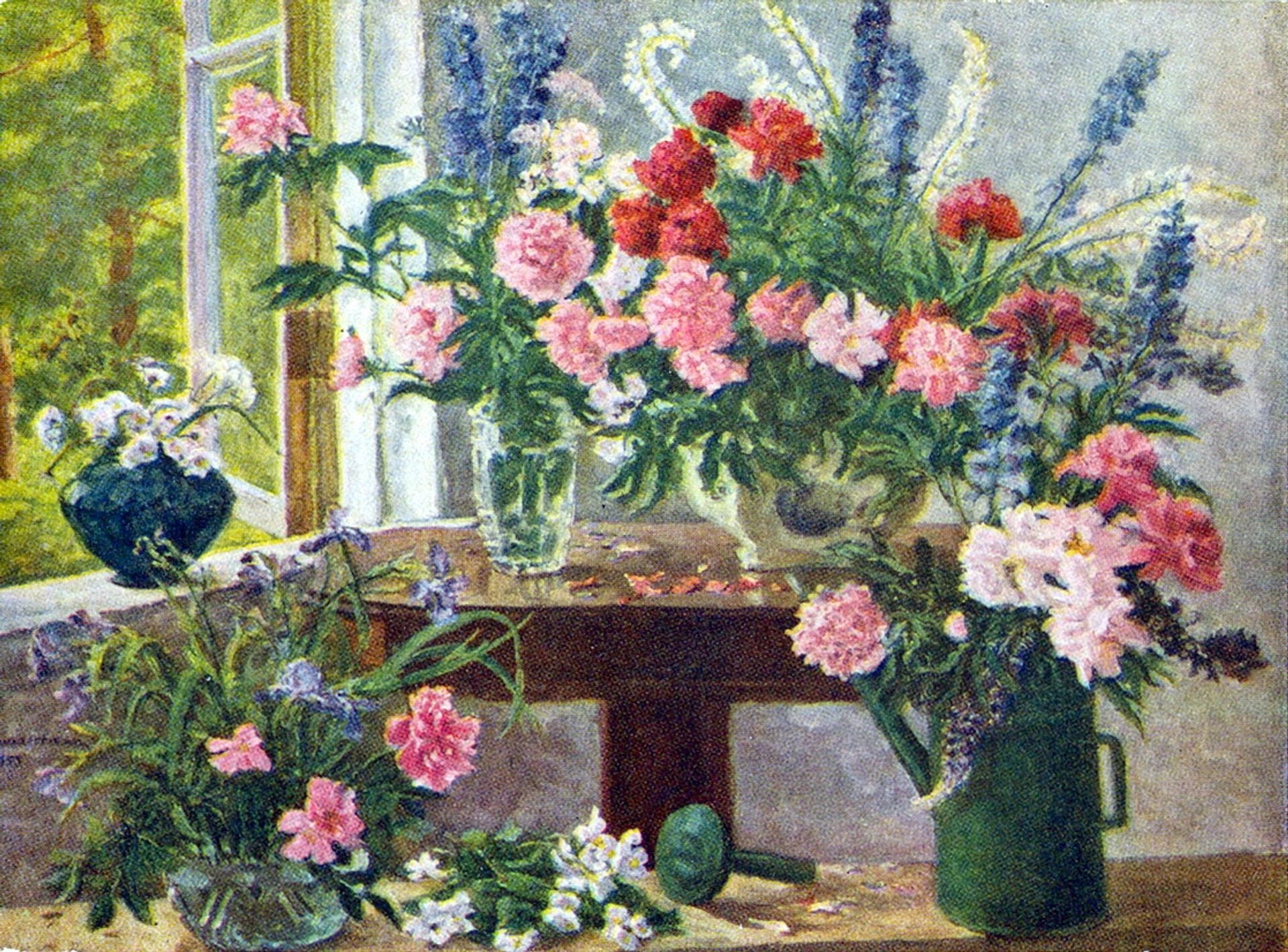 Still Life. Peonies and delphinium. by Pyotr Konchalovsky