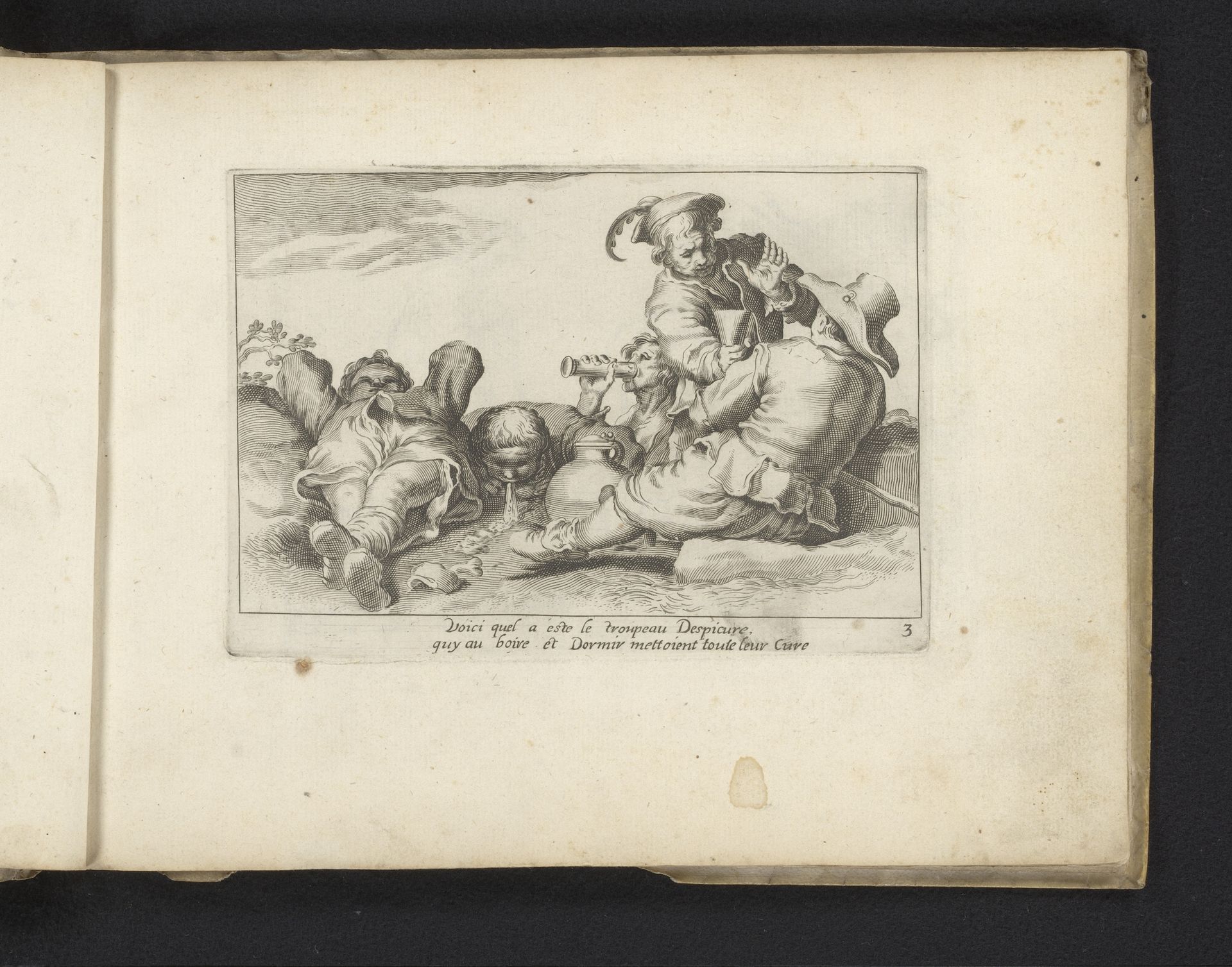 Vijf dronkaards in een landschap by Louis Spirinx
