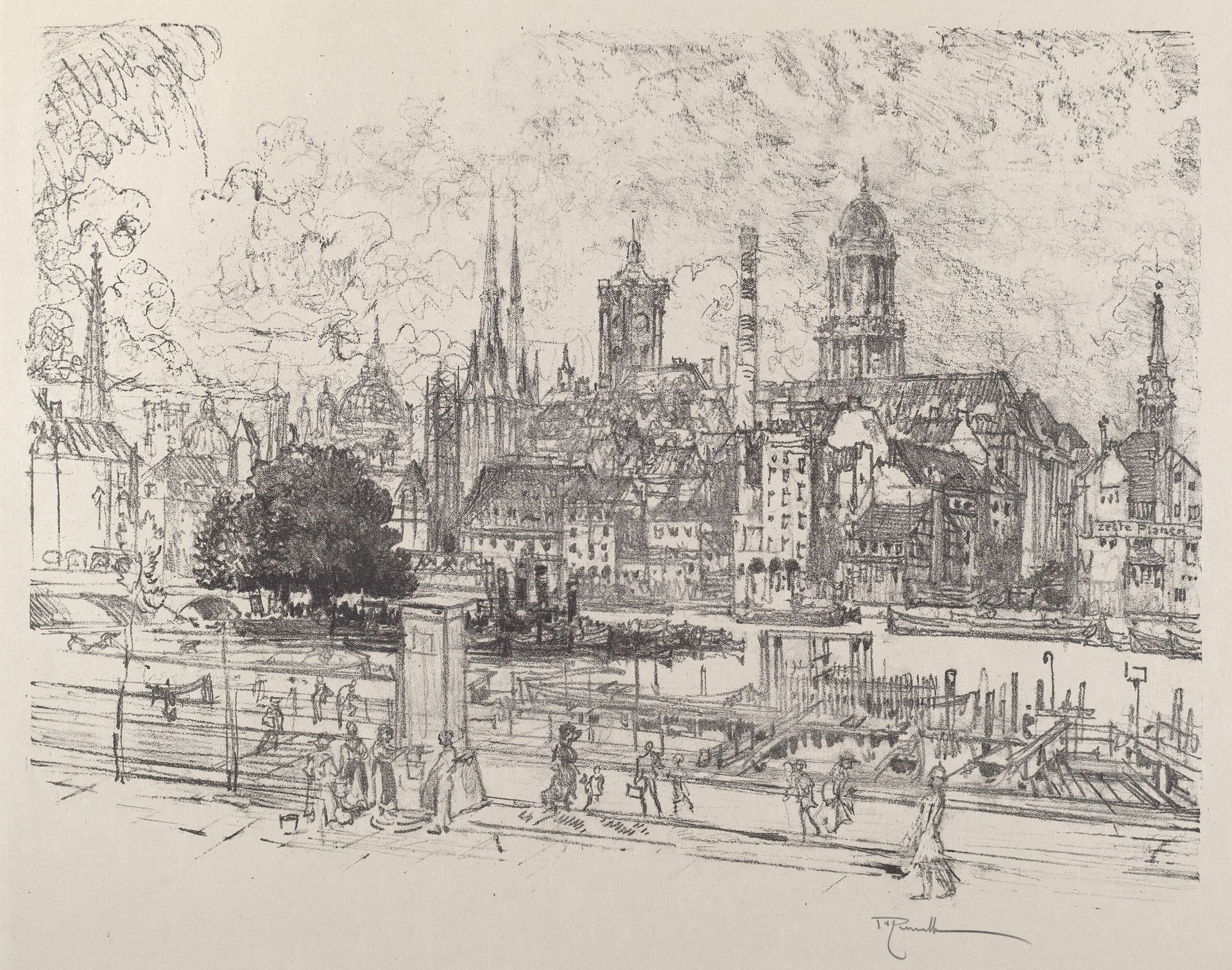 View on the Spree, Berlin by Joseph Pennell