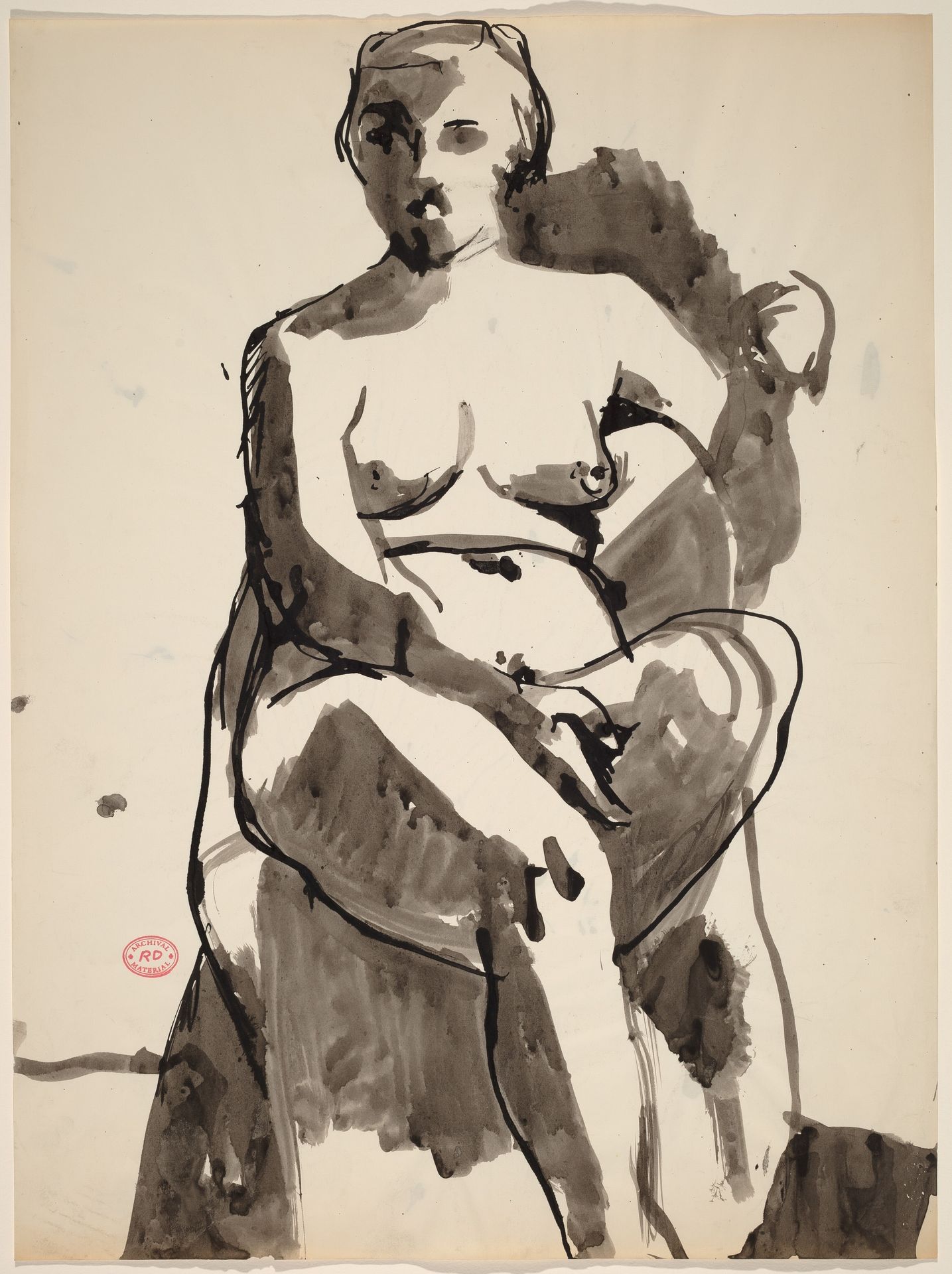 Untitled [seated nude with her left arm over the chair back] by Richard Diebenkorn