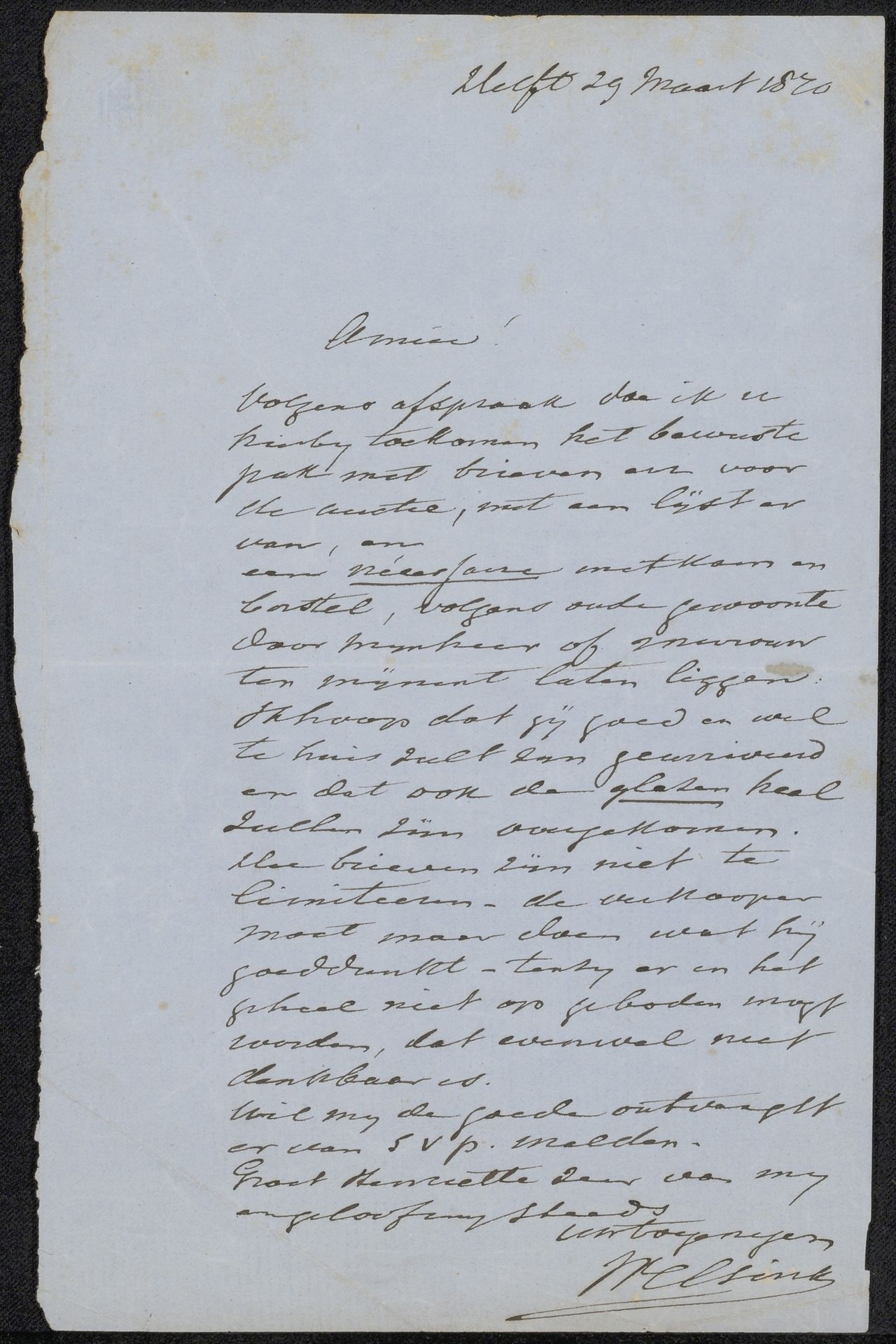 Brief aan anoniem by Hermanus Welsink