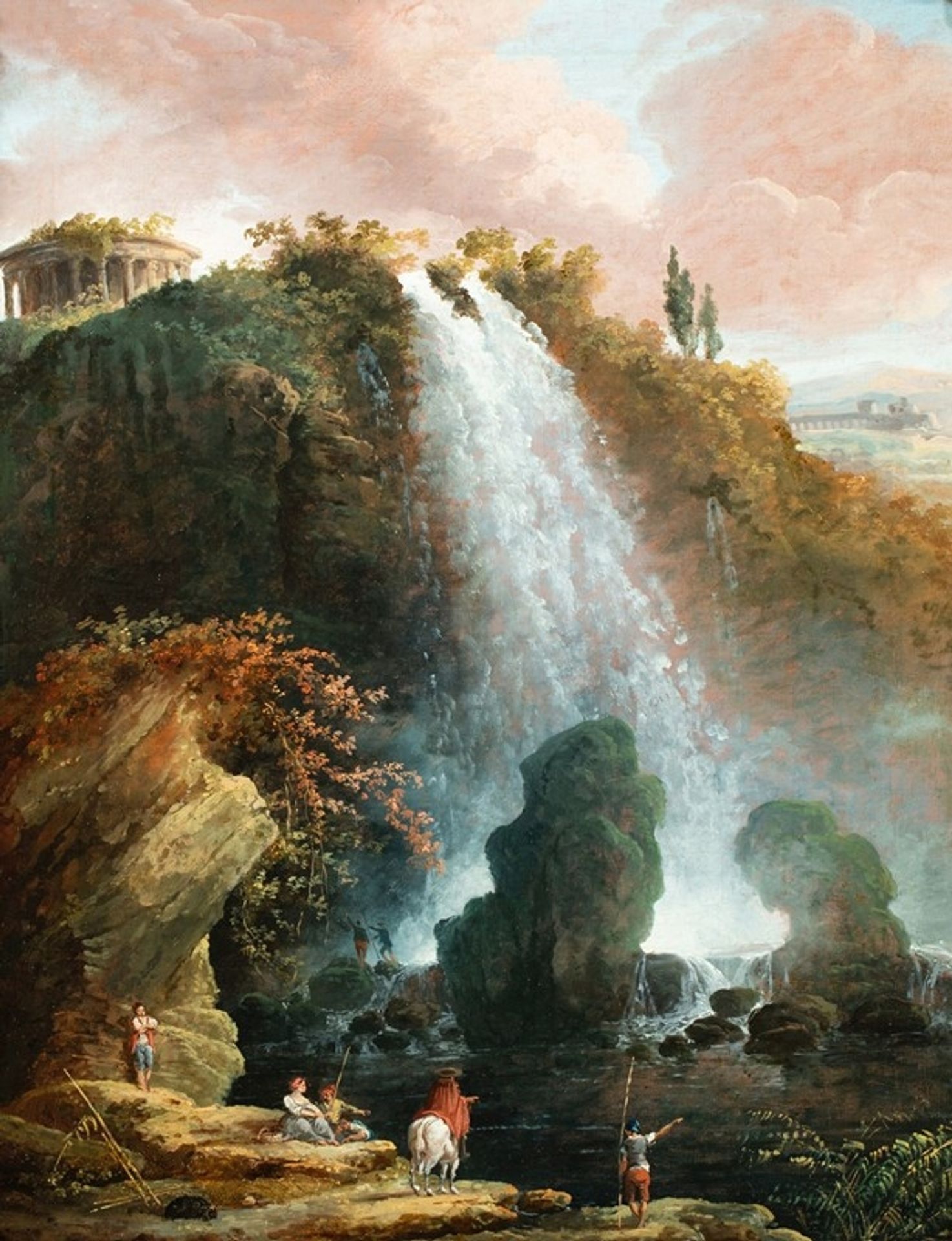 The Tivoli waterfalls with the Temple of the Sibyl by Hubert Robert