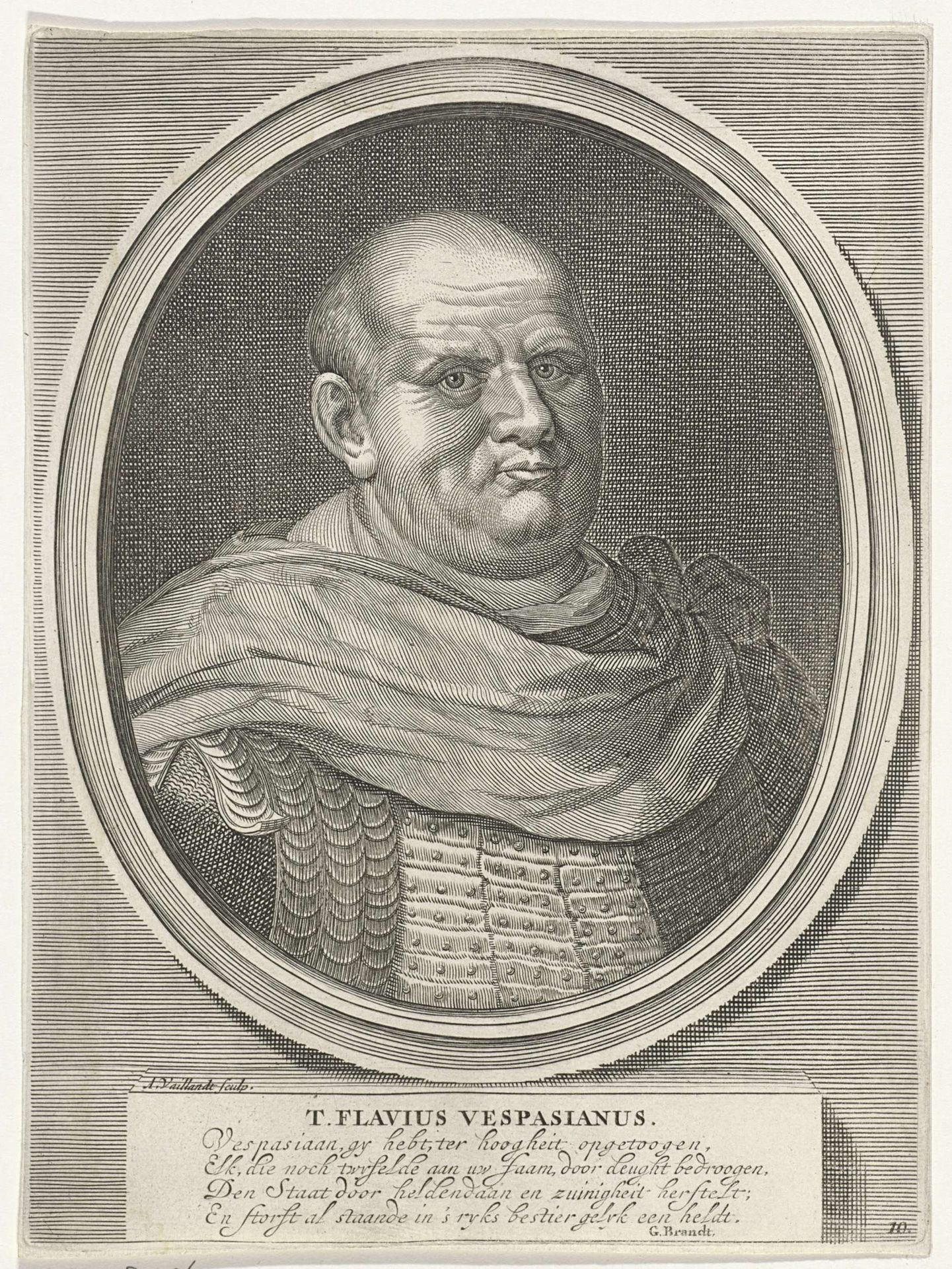 Portret van Vespasianus, Romeins keizer by Andries Vaillant