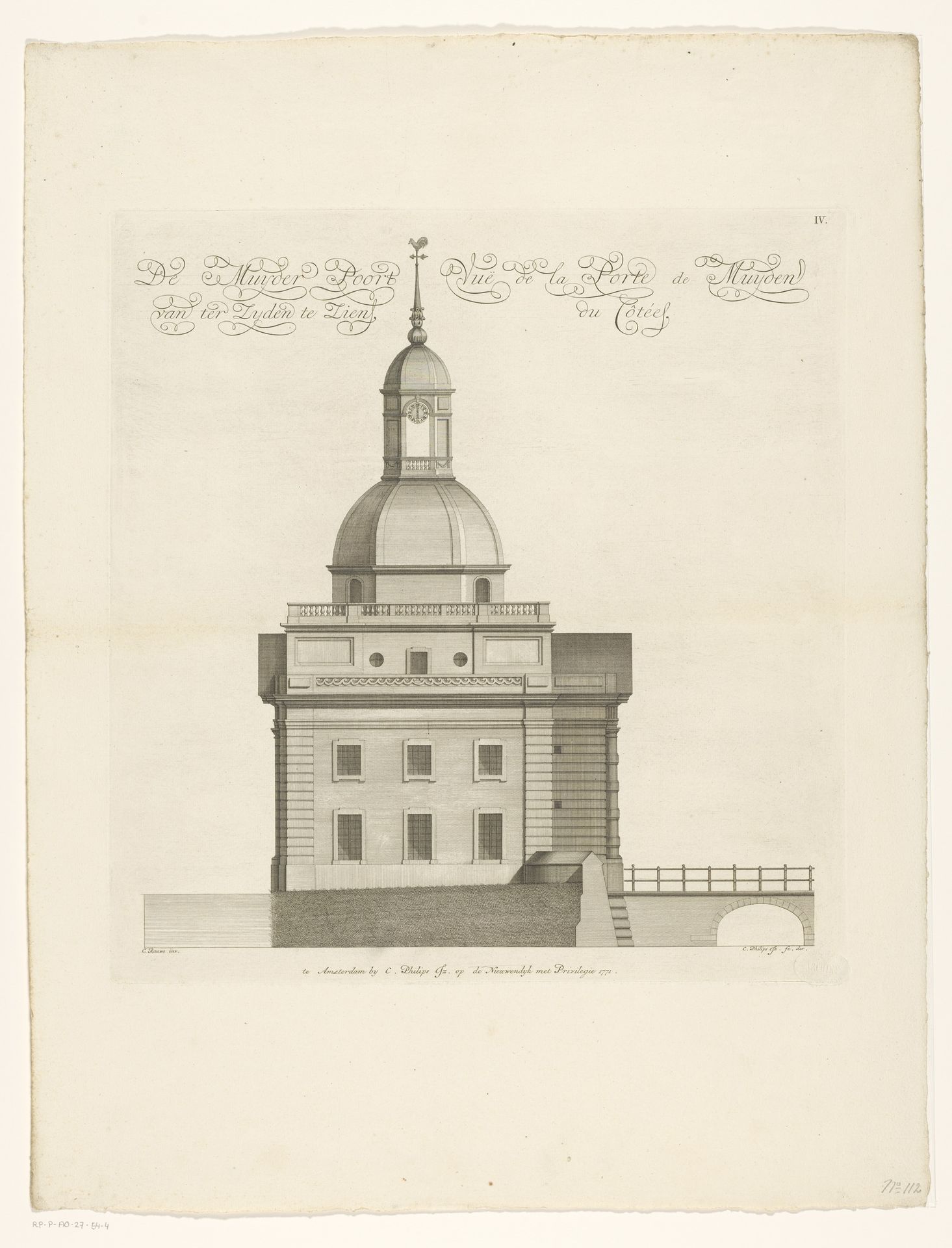 Zijkant van de Tweede Muiderpoort te Amsterdam by Caspar Jacobsz. Philips