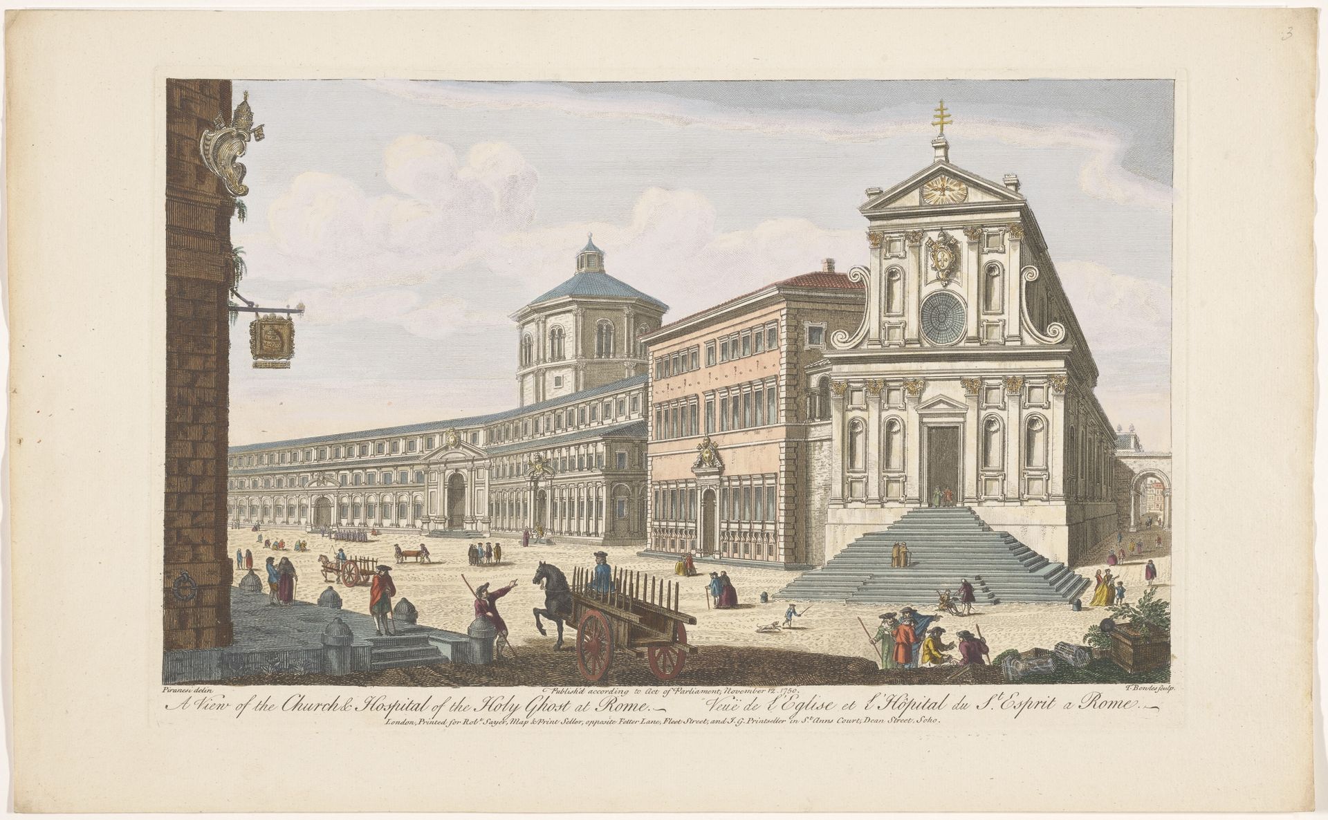 Gezicht op de kerk Santo Spirito in Sassia te Rome by Robert Sayer