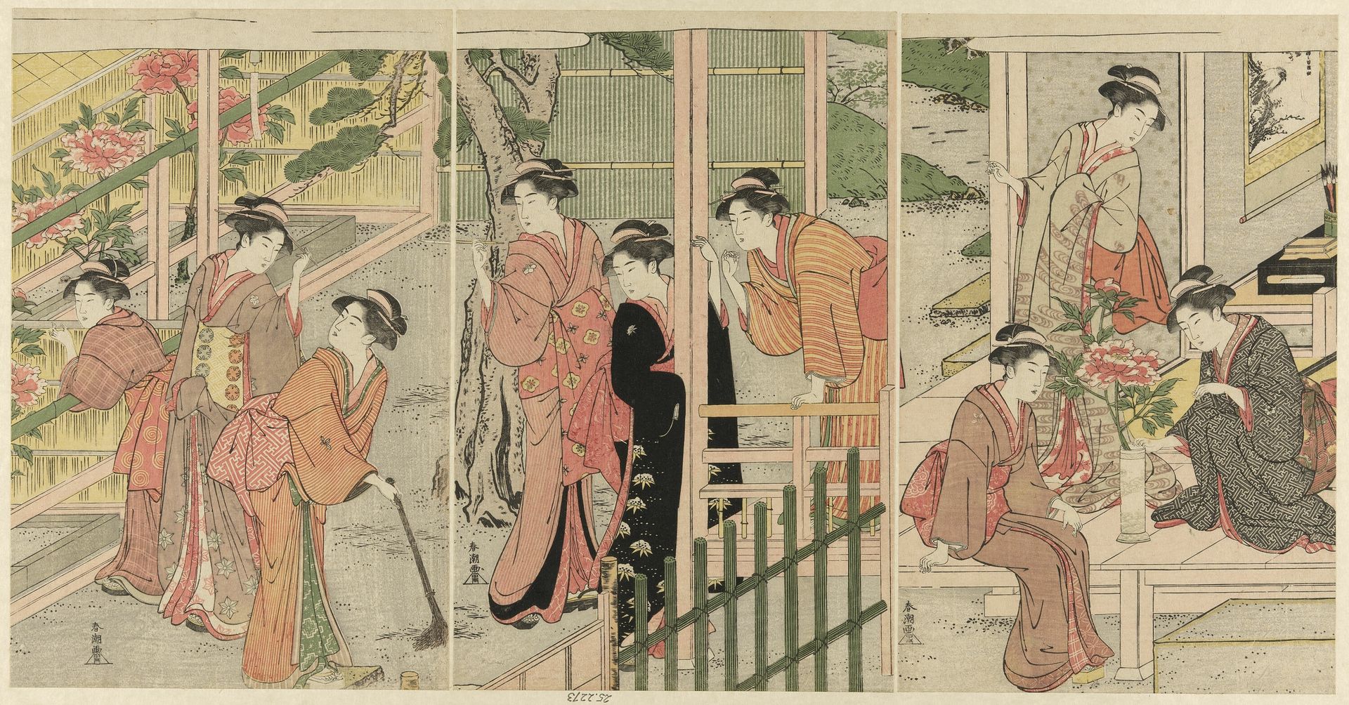 Women Admiring Peonies by Katsukawa Shunchō