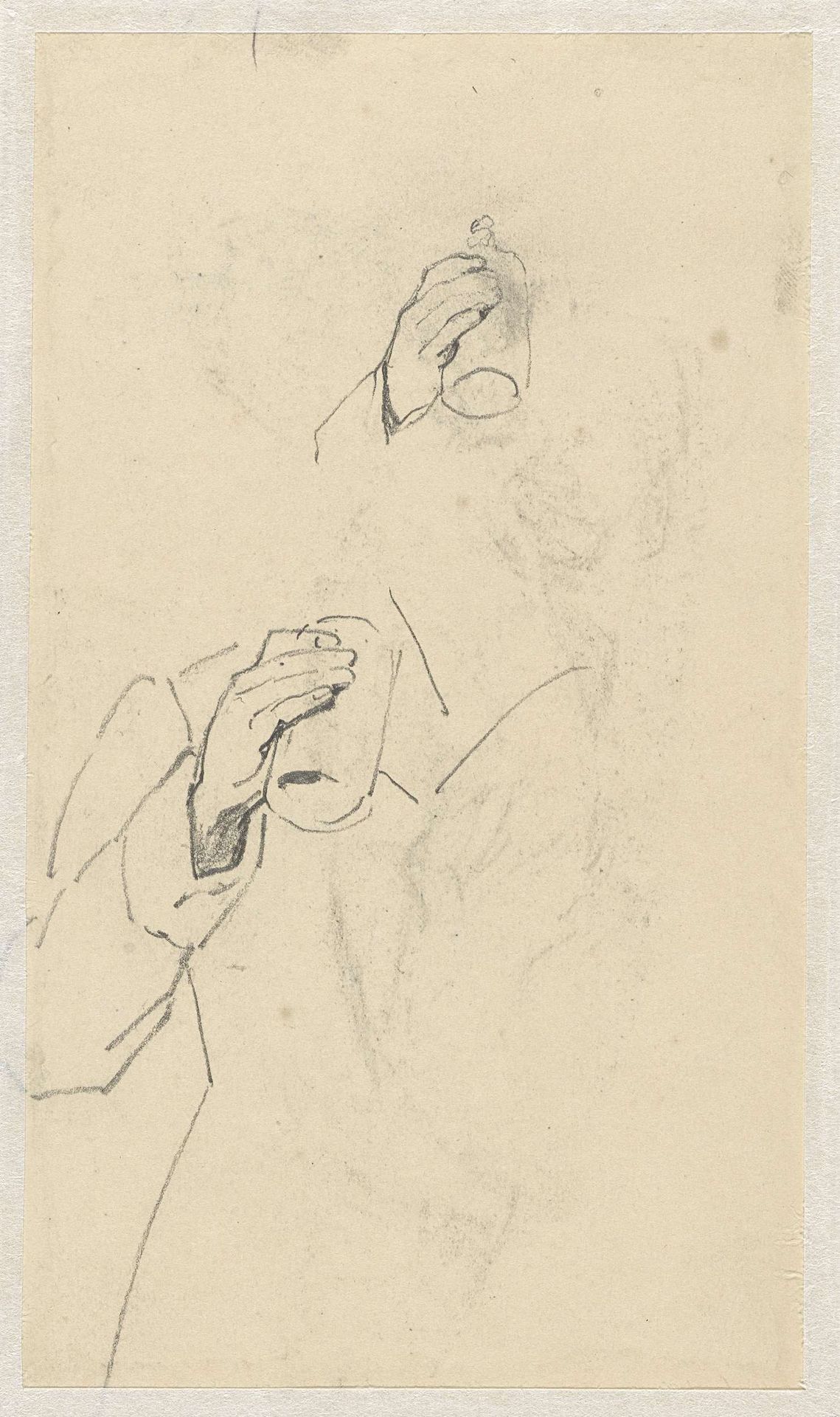 Twee schetsen van de arm van een drinkende man by Guillaume Anne van der Brugghen