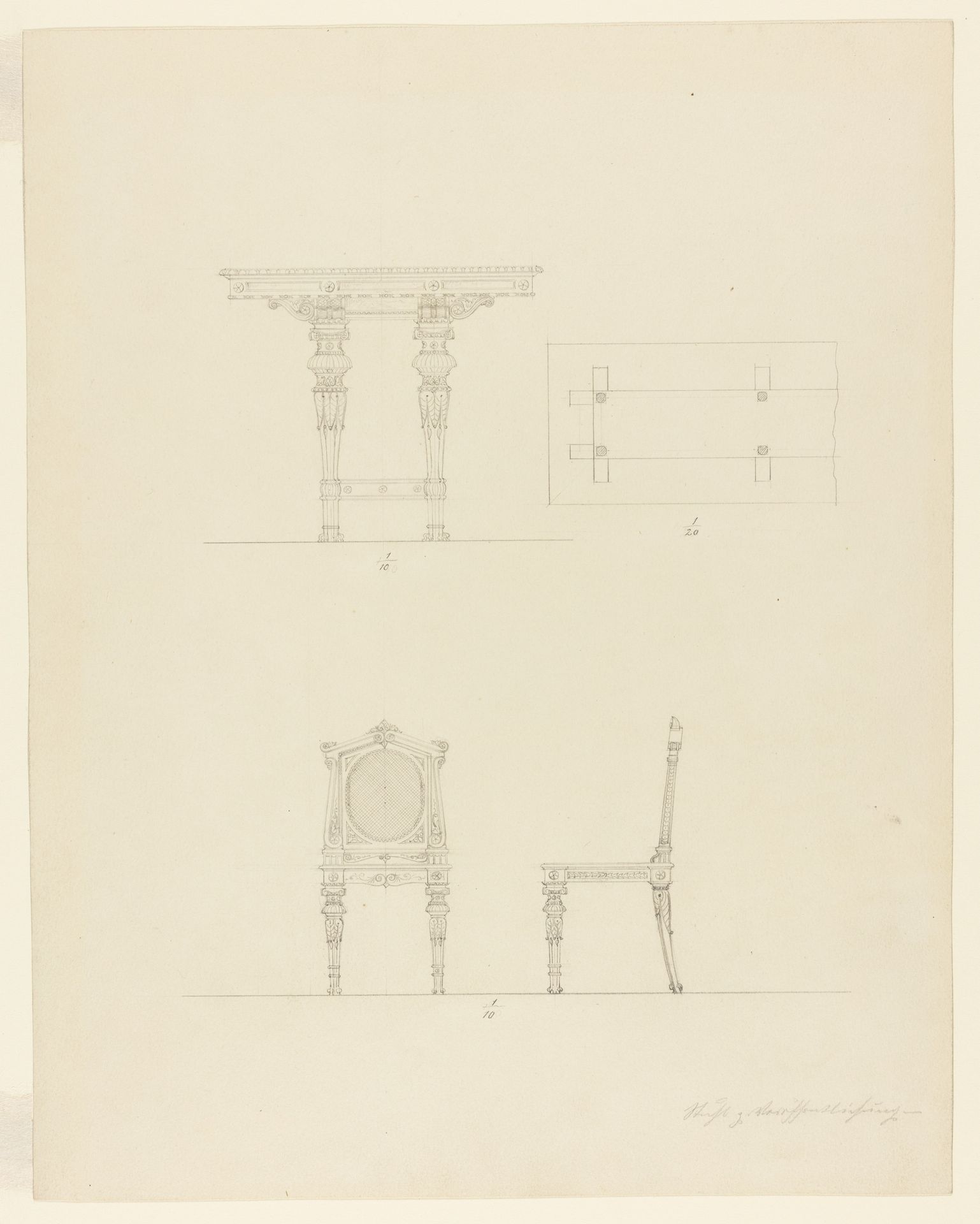 Design Projects, Table and Chair Elevations by Carl (Charles) J. Furst