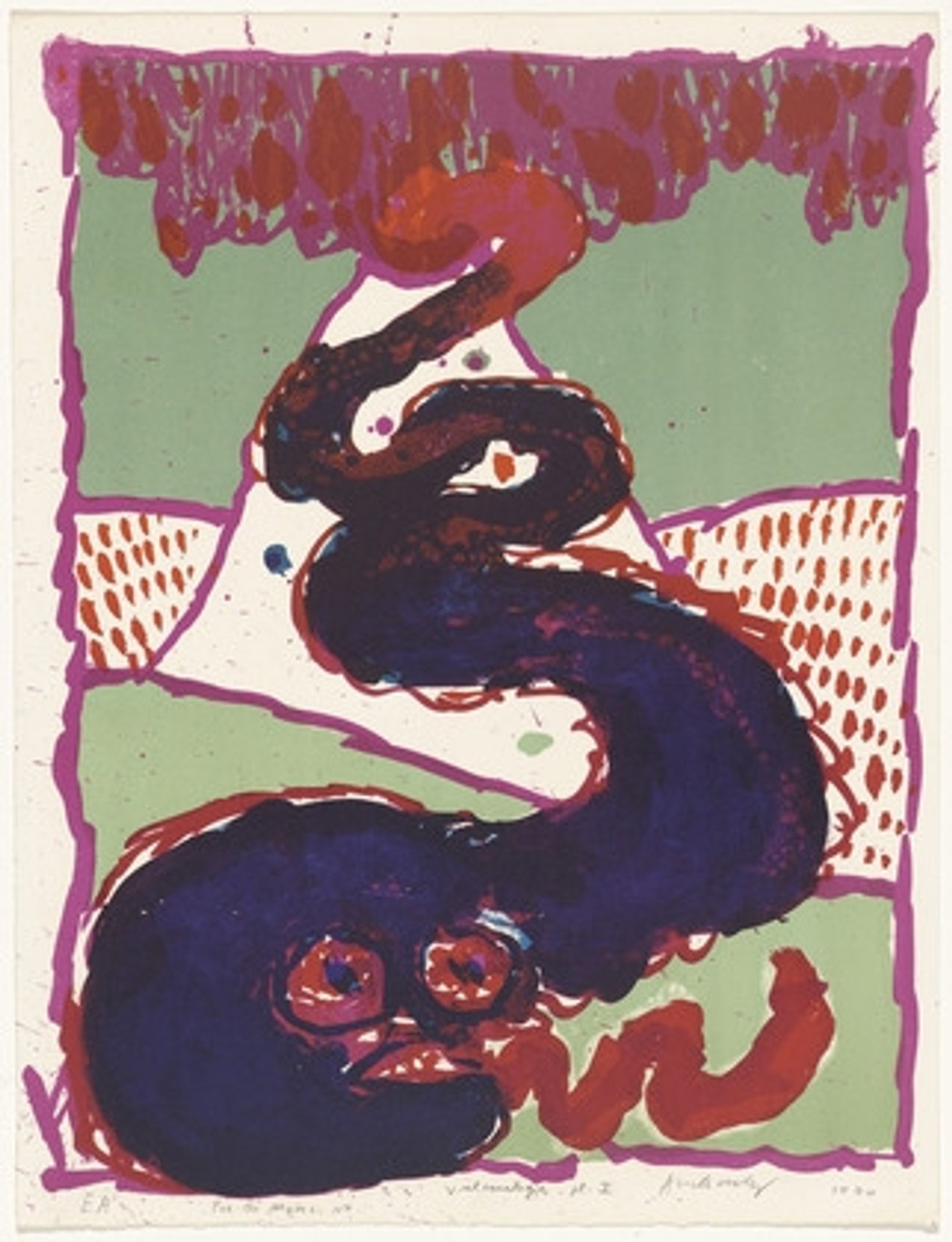 Plate I from the portfolio Vulcanalogies by Pierre Alechinsky