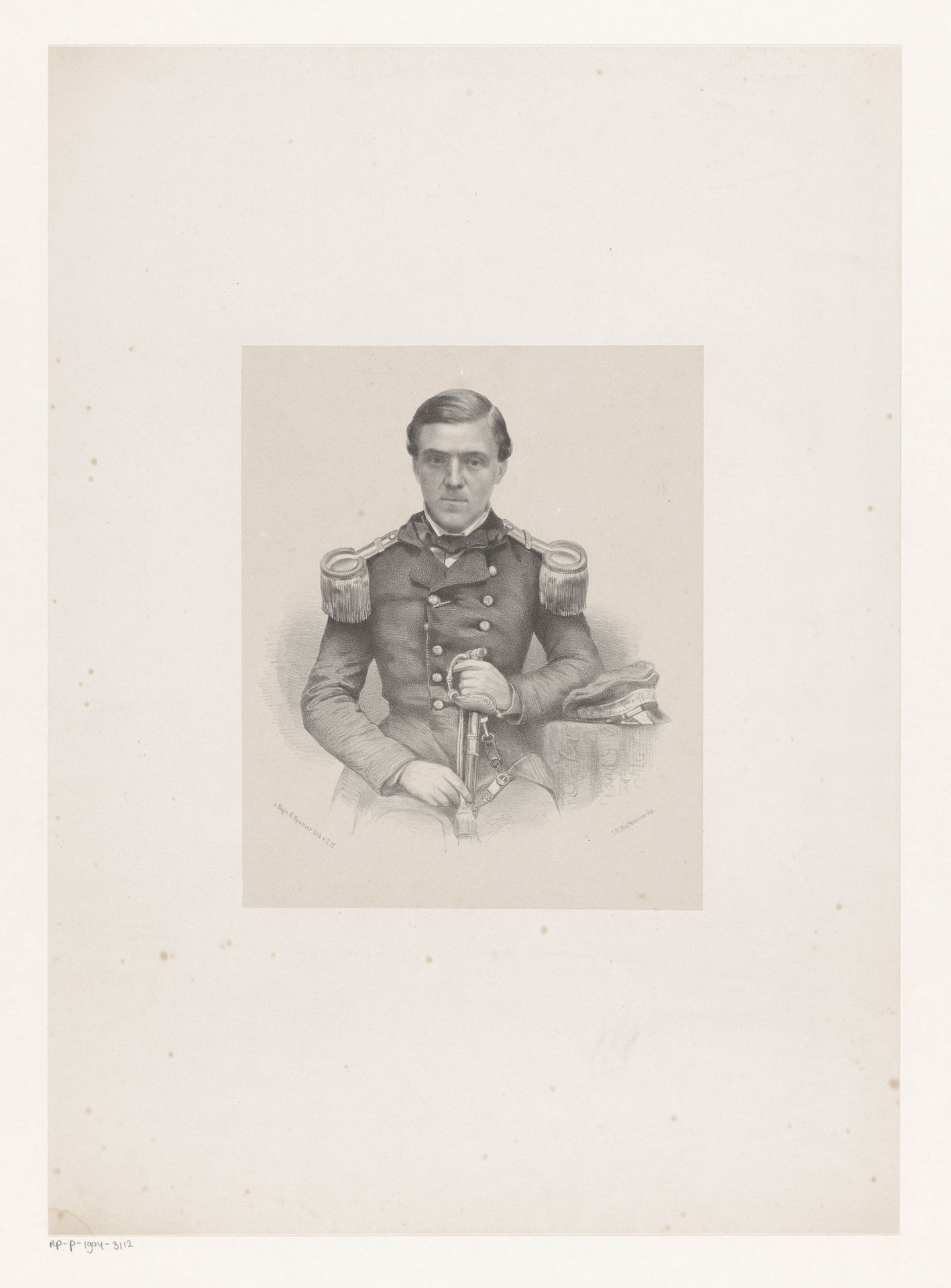 Portret van een onbekende zeeofficier by Johan Hendrik Hoffmeister