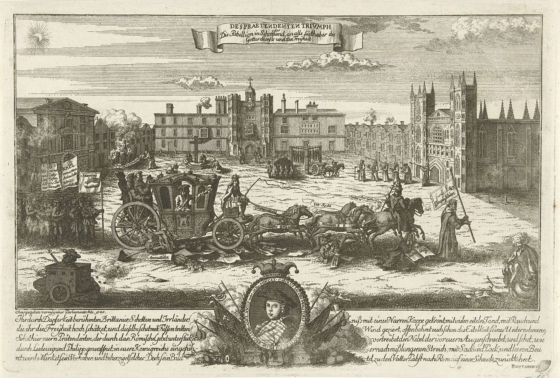 Spotprent op de Engelse pretendent Charles Edward Stuart, 1745 by Anonymous