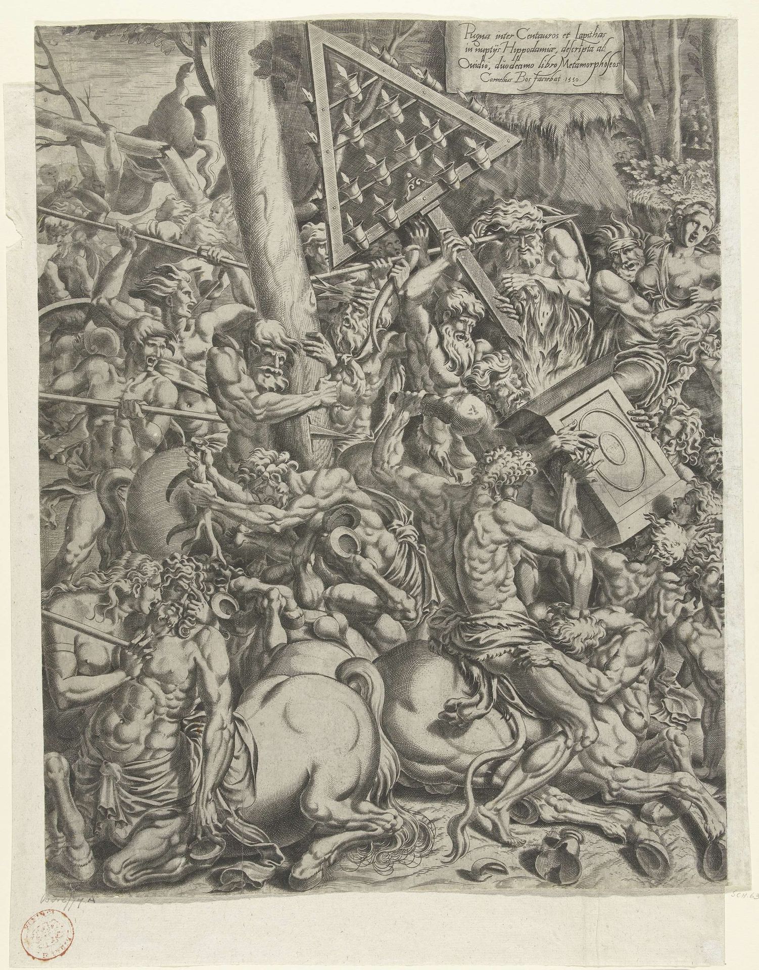 Strijd tussen Lapithen en Centauren, linker deel by Cornelis Bos