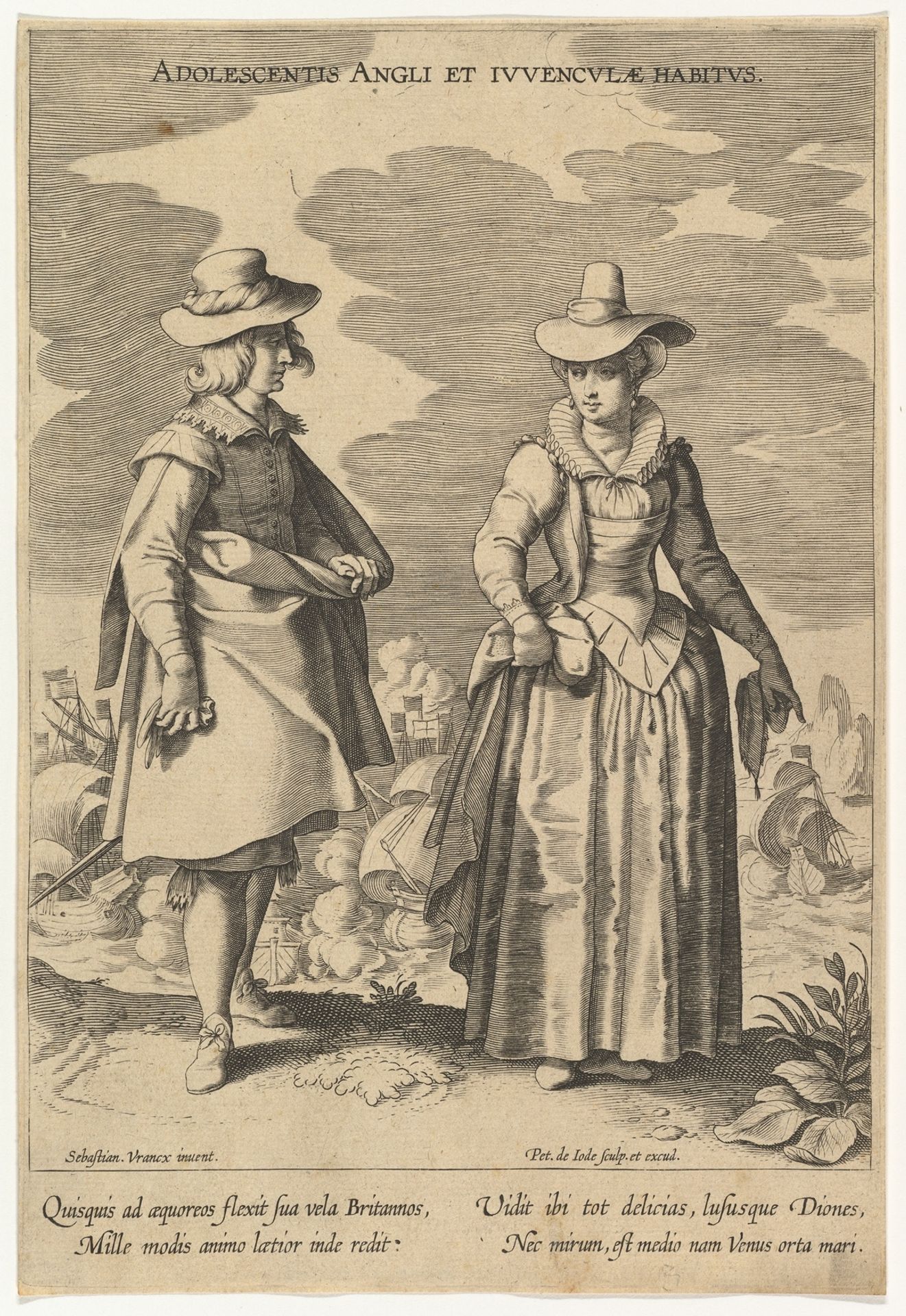 Adolescentis Angli et Iuvenculae Habitus, from Fashions of Different Nations by Pieter de Jode I