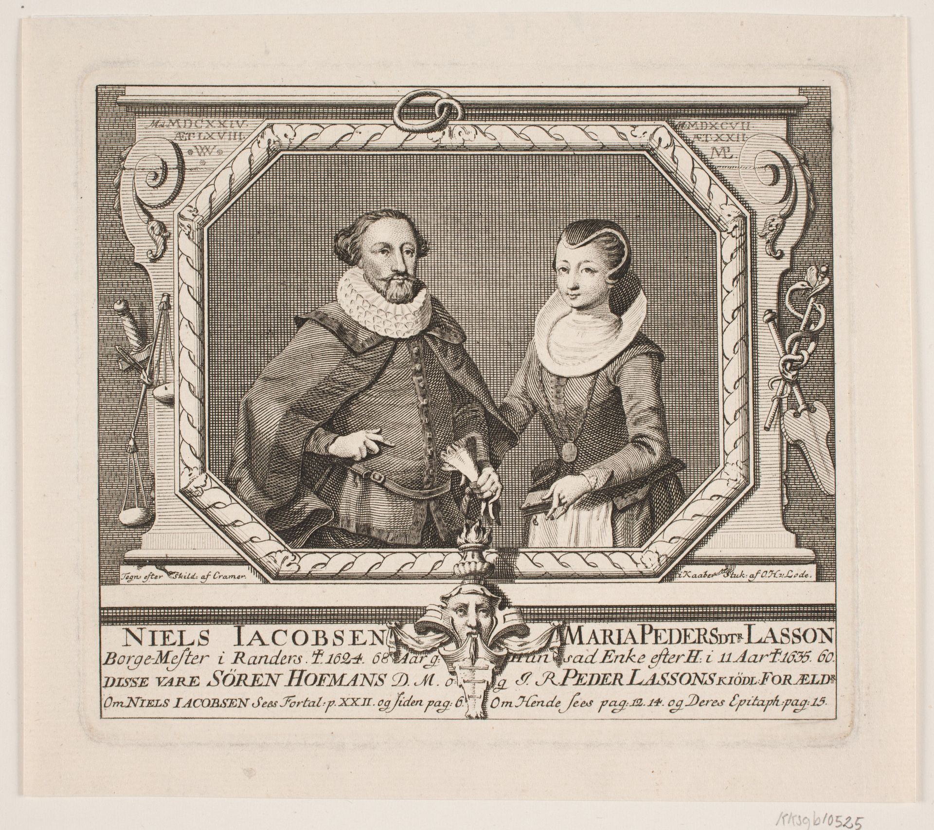 Niels Jacobsen, Borgmester og hans Hustru Maria Lasson. by Odvardt Helmoldt de Lode