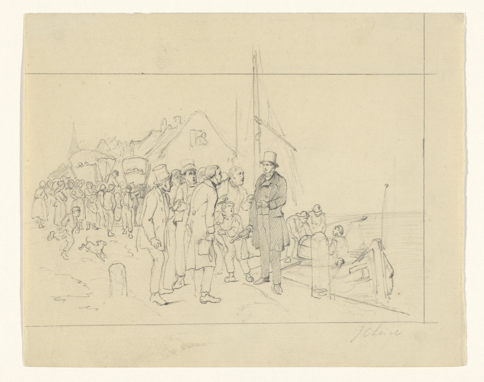 Dominee vertrekt per schip van Texel by Johan Coenraad Leich