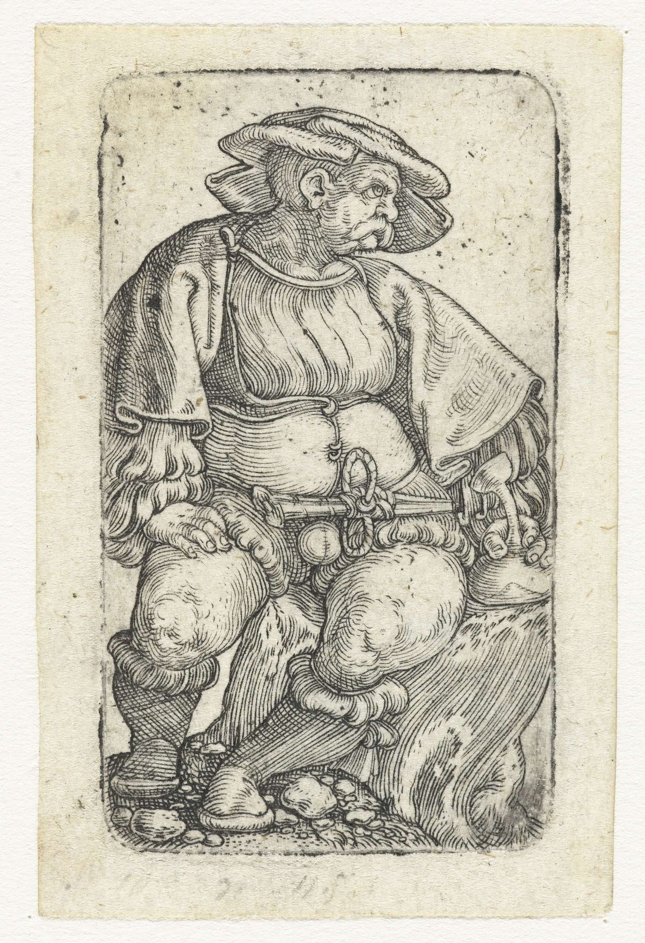 Soldaat zittend op een boomstronk by Barthel Beham