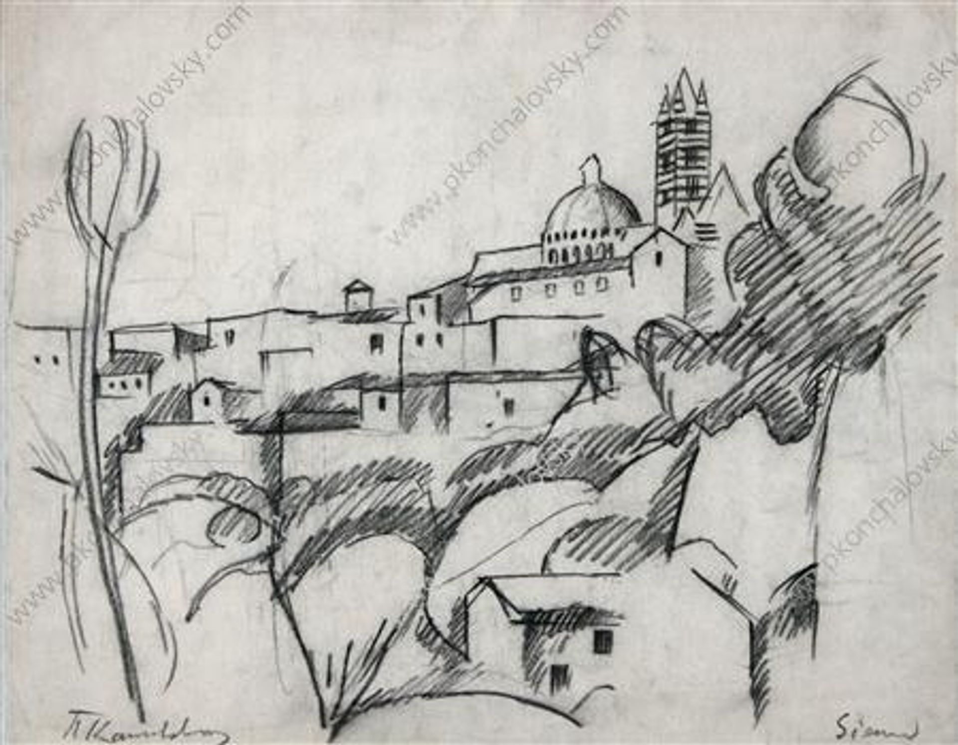 Sienna. The urban landscape. by Pyotr Konchalovsky