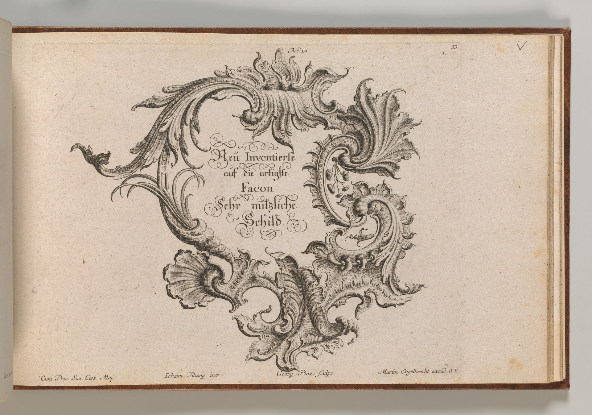 Design for a Cartouche, Plate 1 from 'Neu Inventierte auf die artigste Facon Sehr nutzliche Schild.' by Johann Georg Pintz