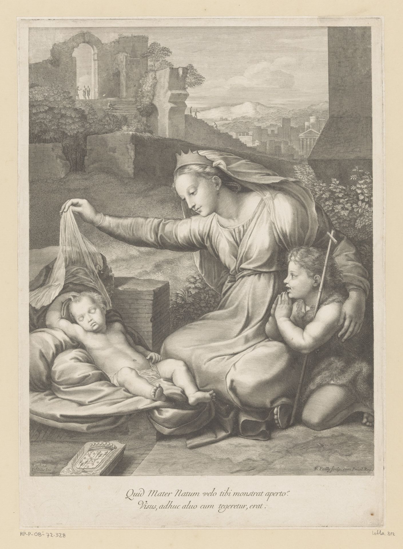 Maria en Johannes de Doper bij slapend Christuskind by Francois de Poilly
