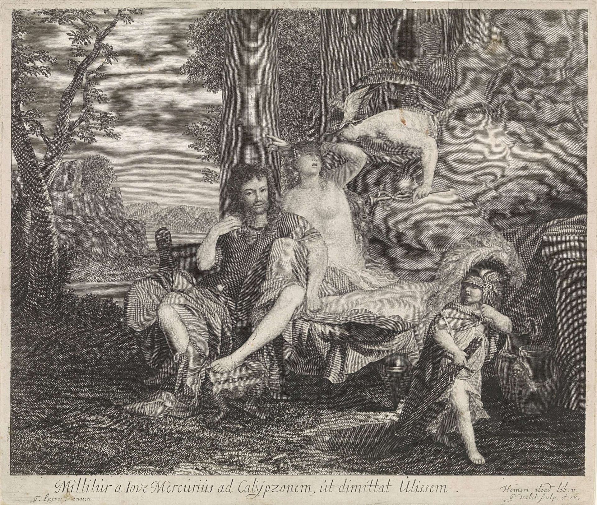 Mercurius gelast Calypso om Odysseus te laten vertrekken by Gerard Valck