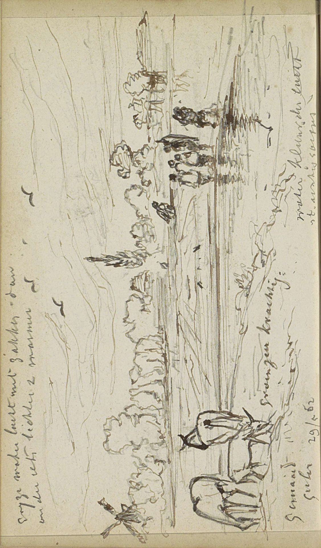 Landschap met figuren en grazend vee by Johannes Tavenraat
