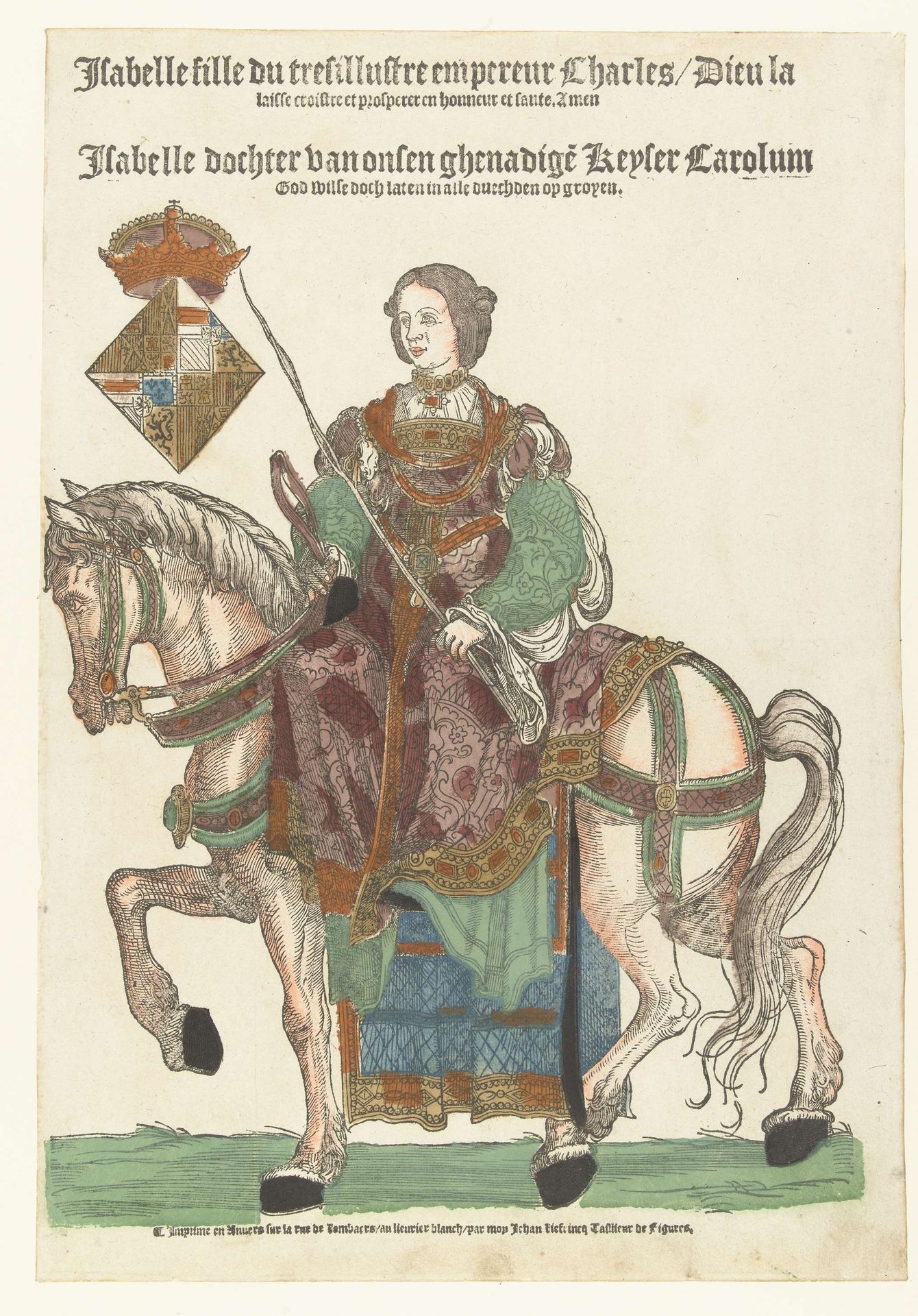 Portret van prinses Isabella te paard by Cornelis Anthonisz.