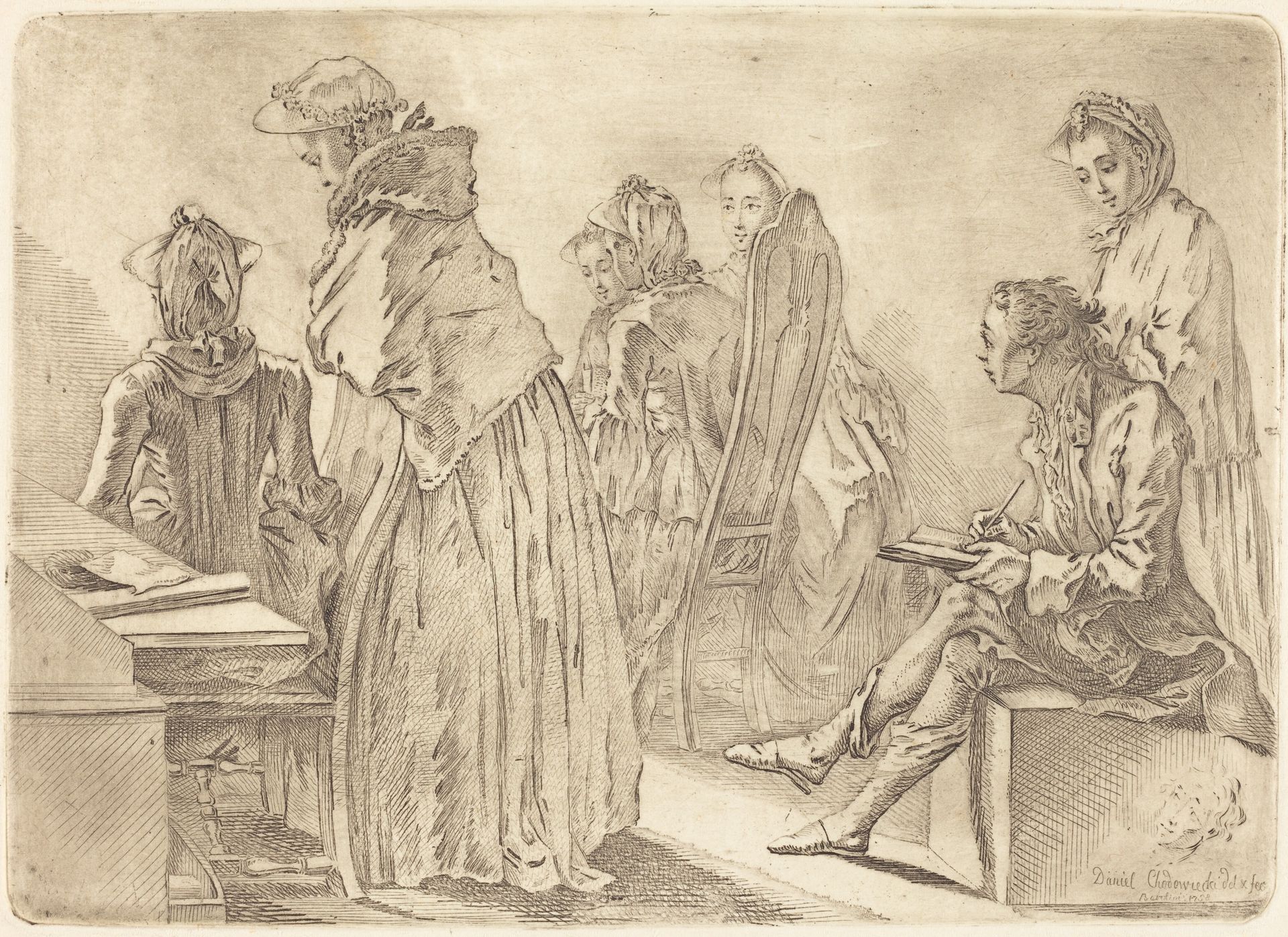 Party with Six Ladies and the Artist by Daniel Nikolaus Chodowiecki